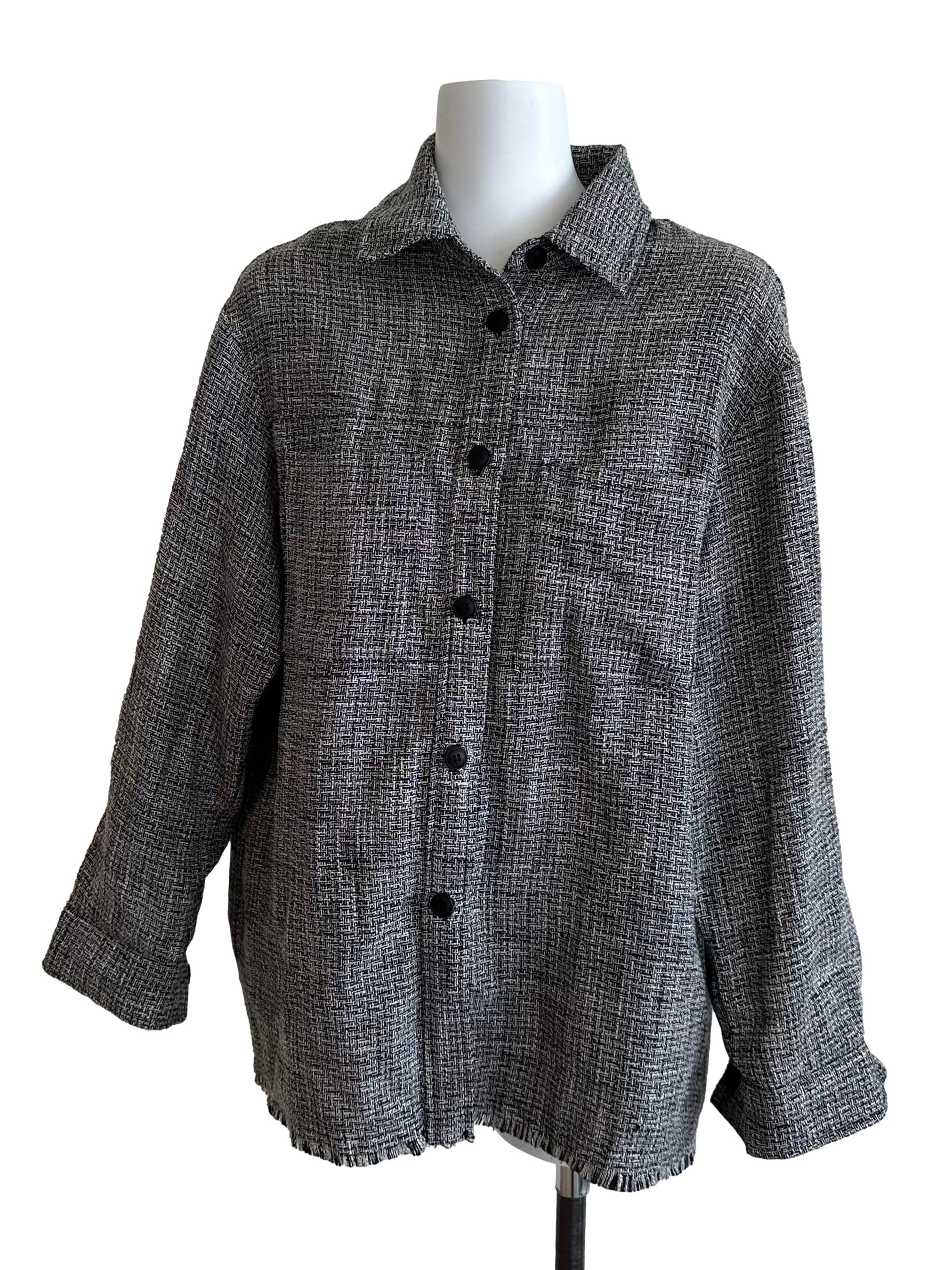 Charcoal Black Textured Collar Top