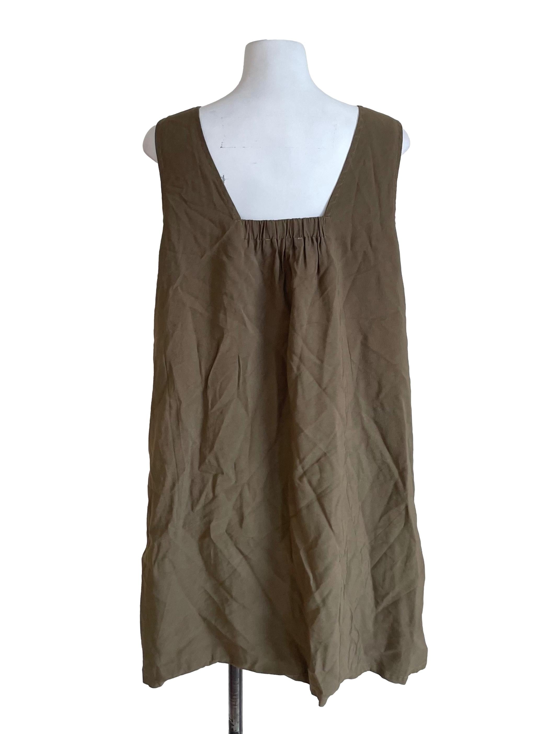 Olive V Neck Baggy Dress