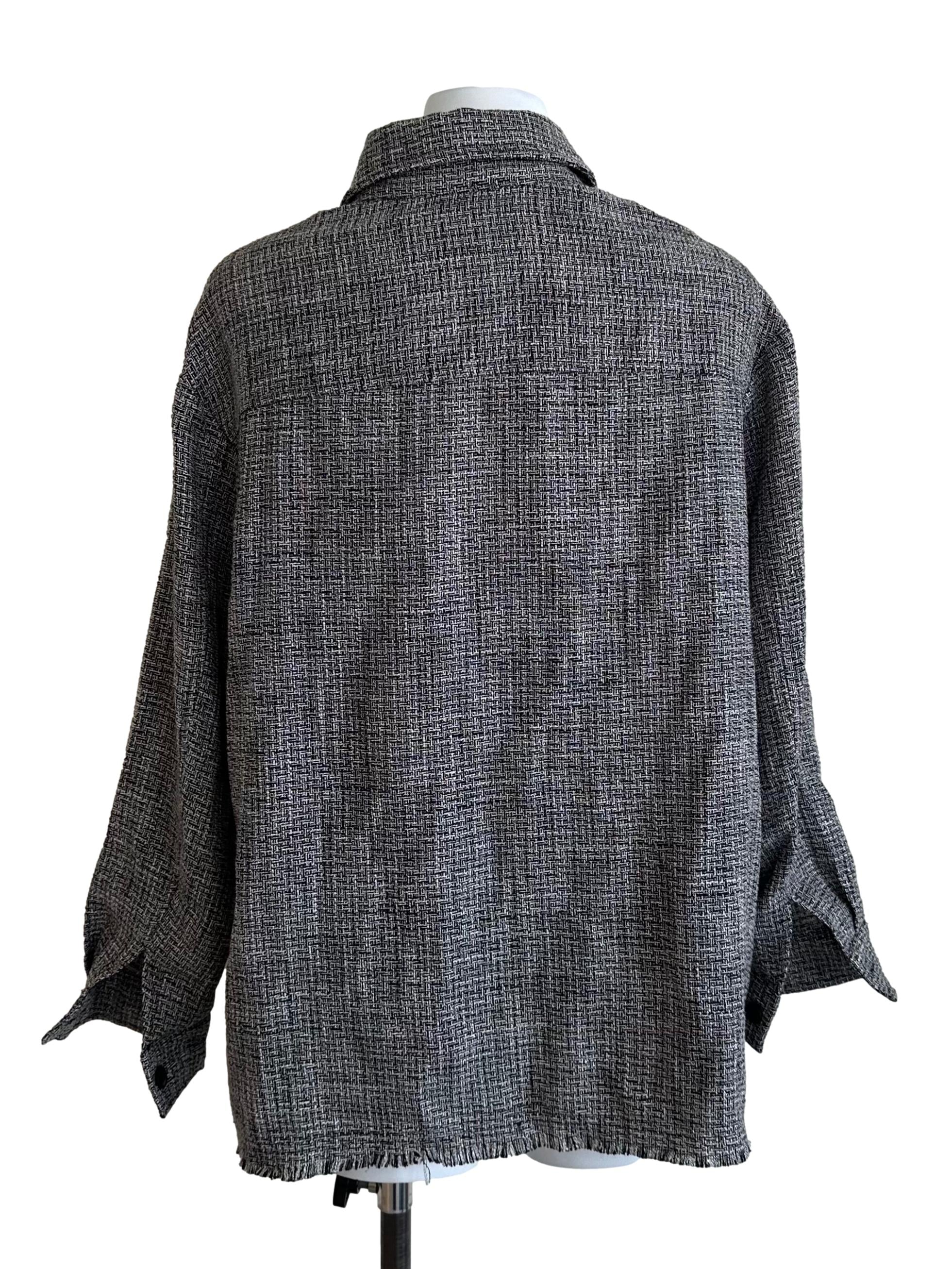 Charcoal Black Textured Collar Top