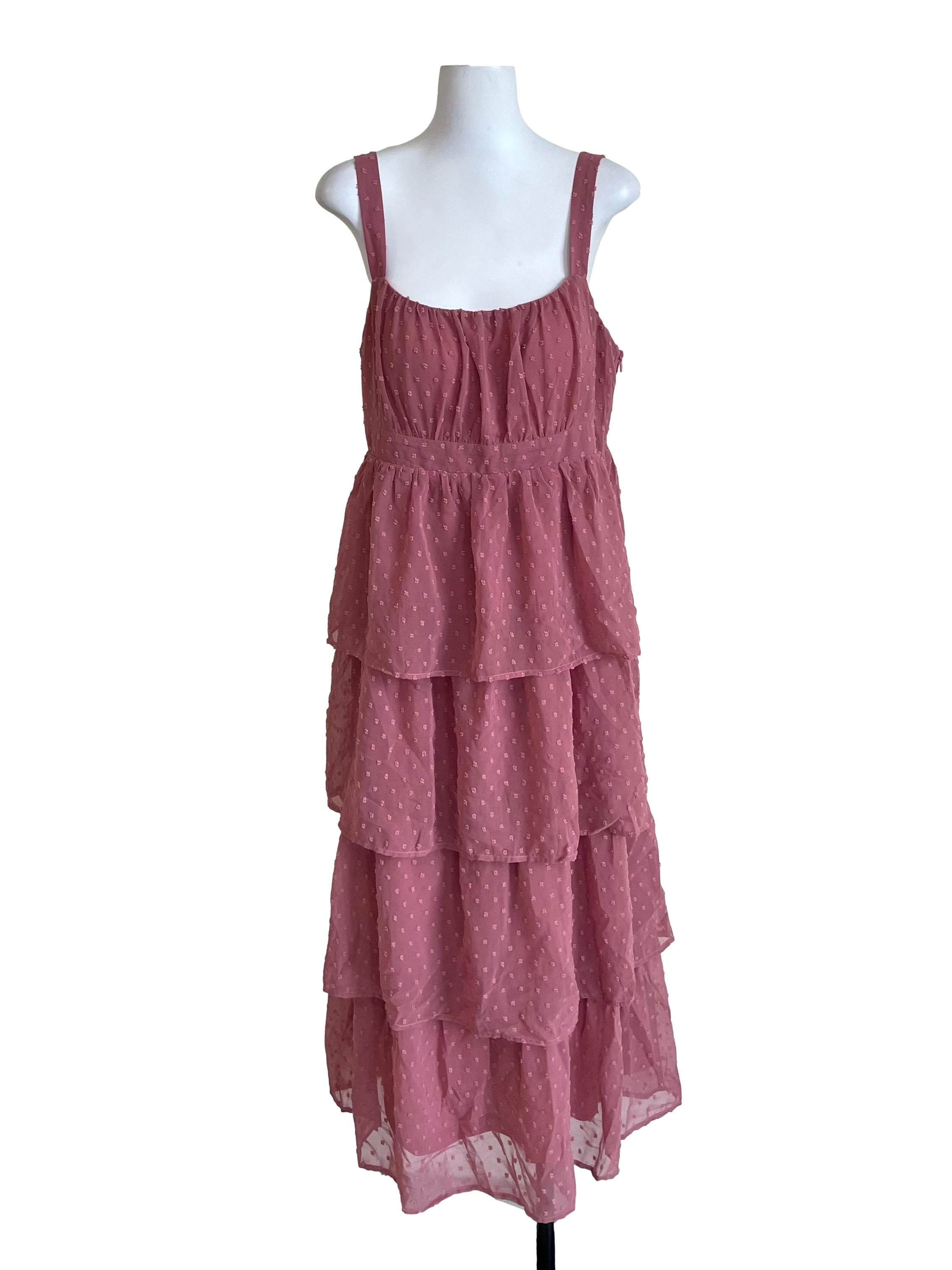 Rouge Pink Chiffon Layered Dress