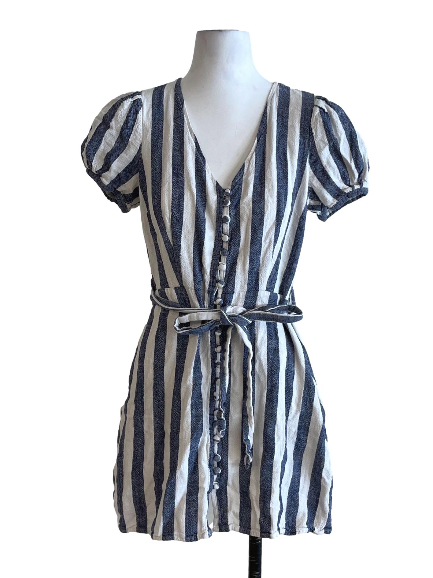 Blue Awning Stripe Empire Dress