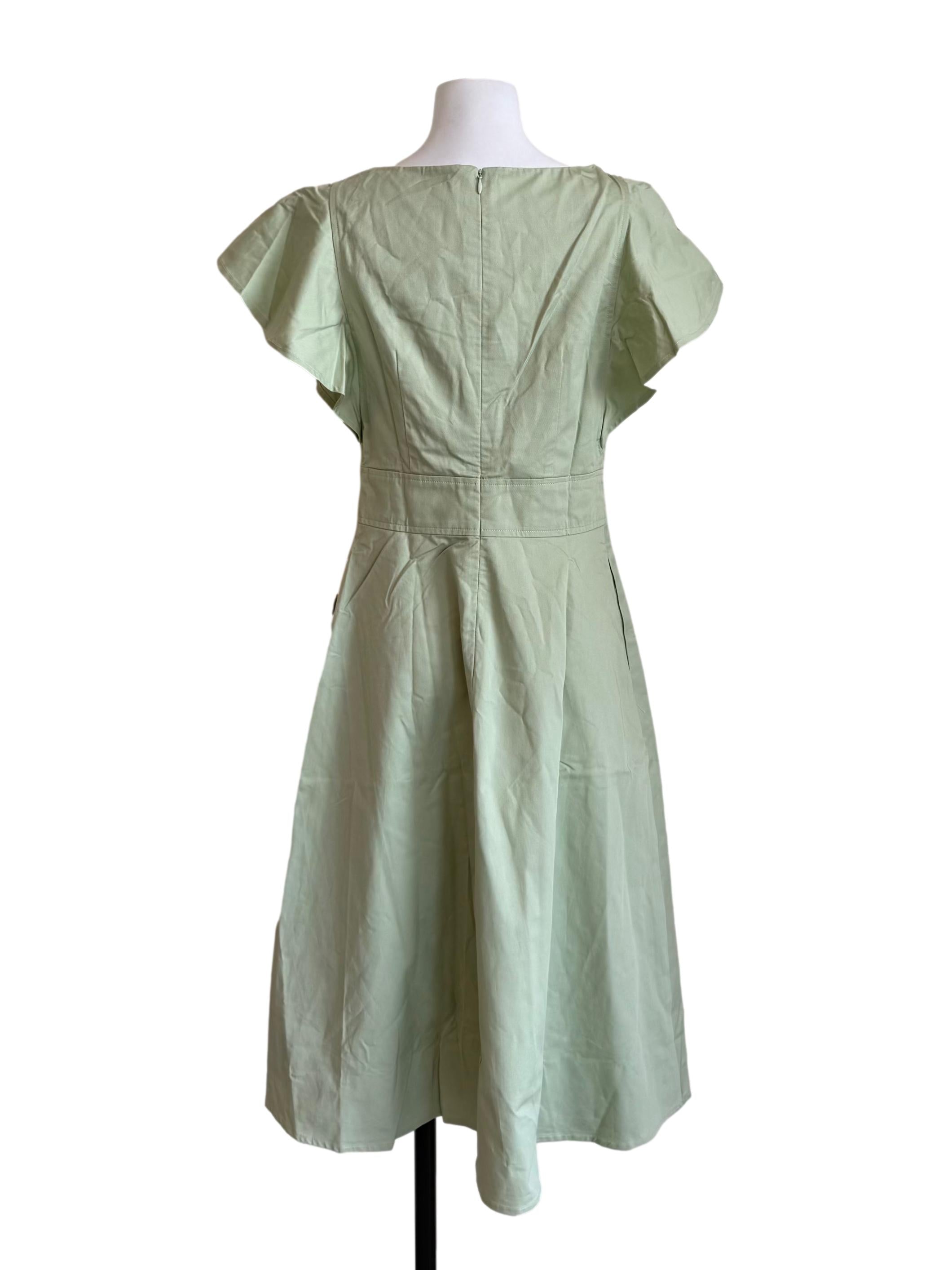 Light Green Butterfly Sleeve Dress