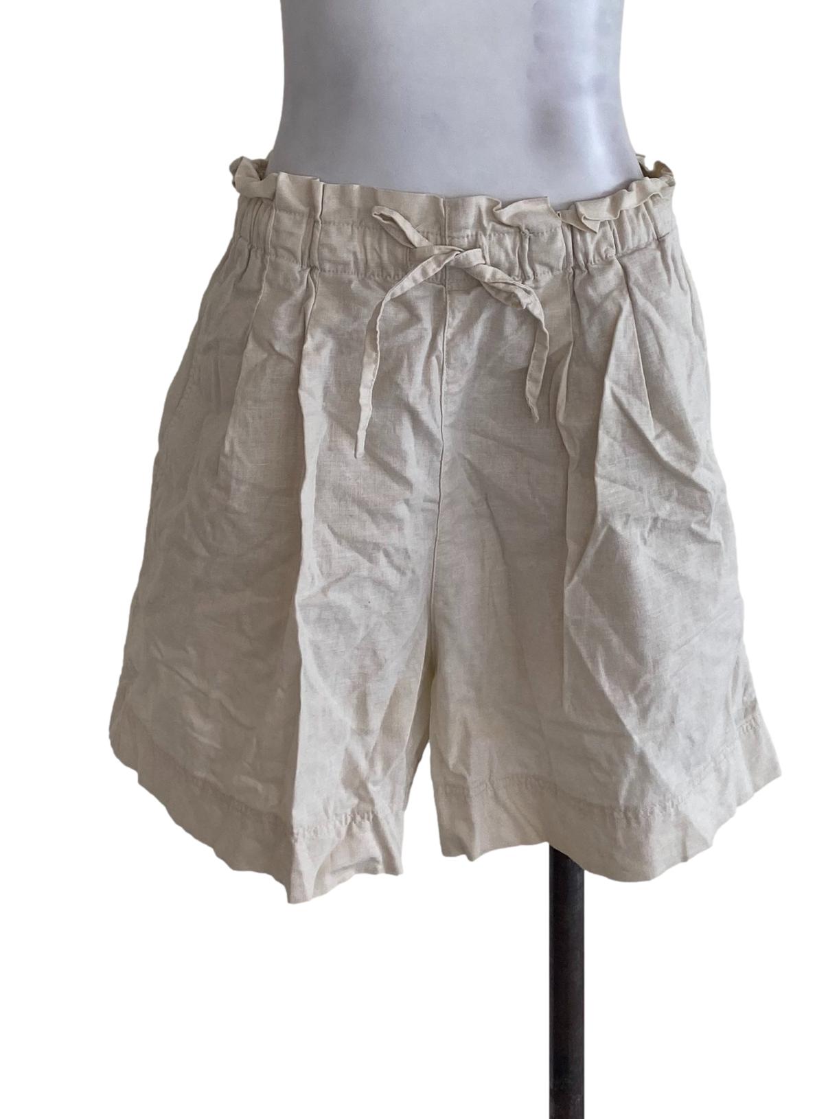 Beige Textured Shorts