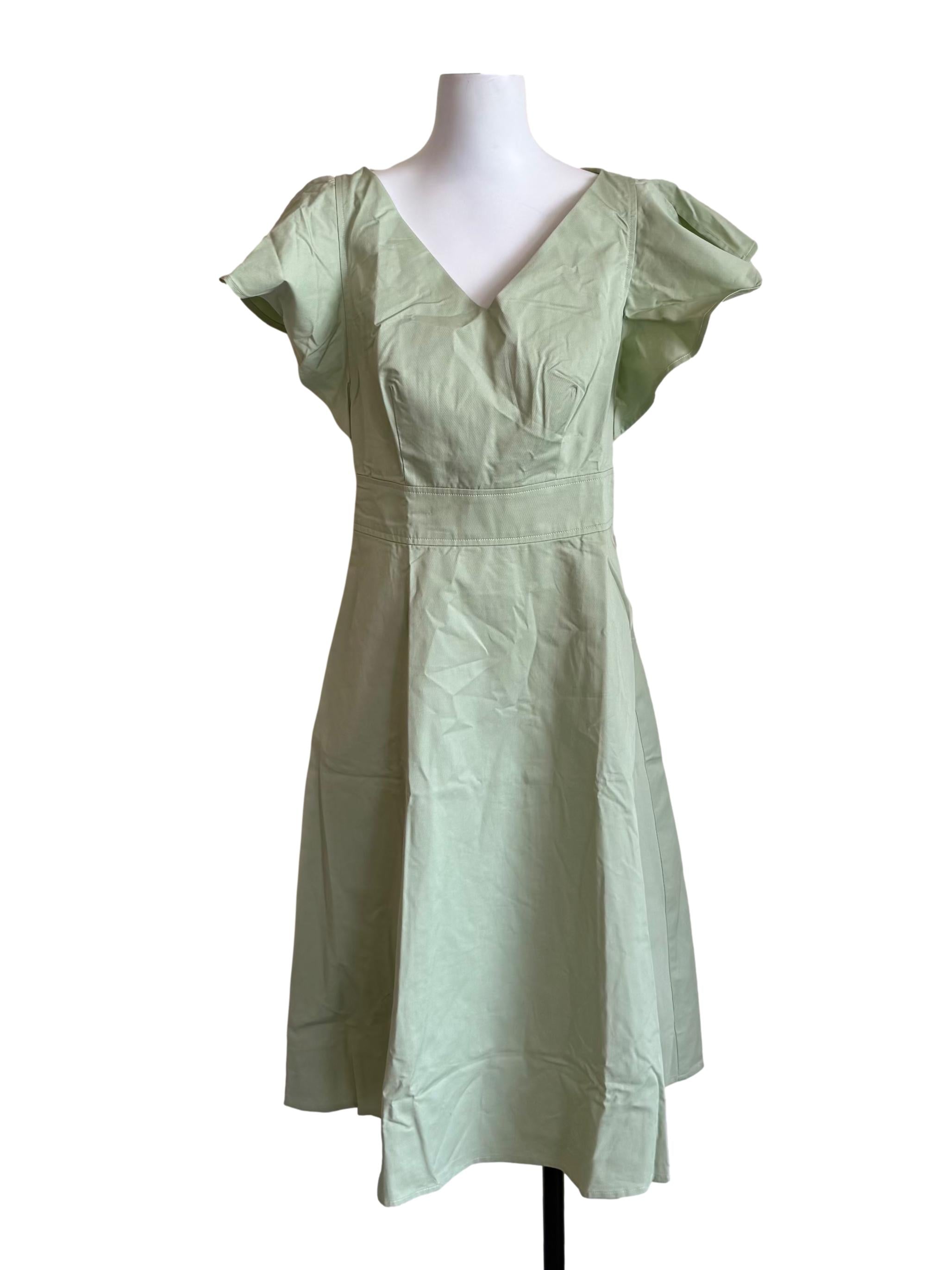 Light Green Butterfly Sleeve Dress
