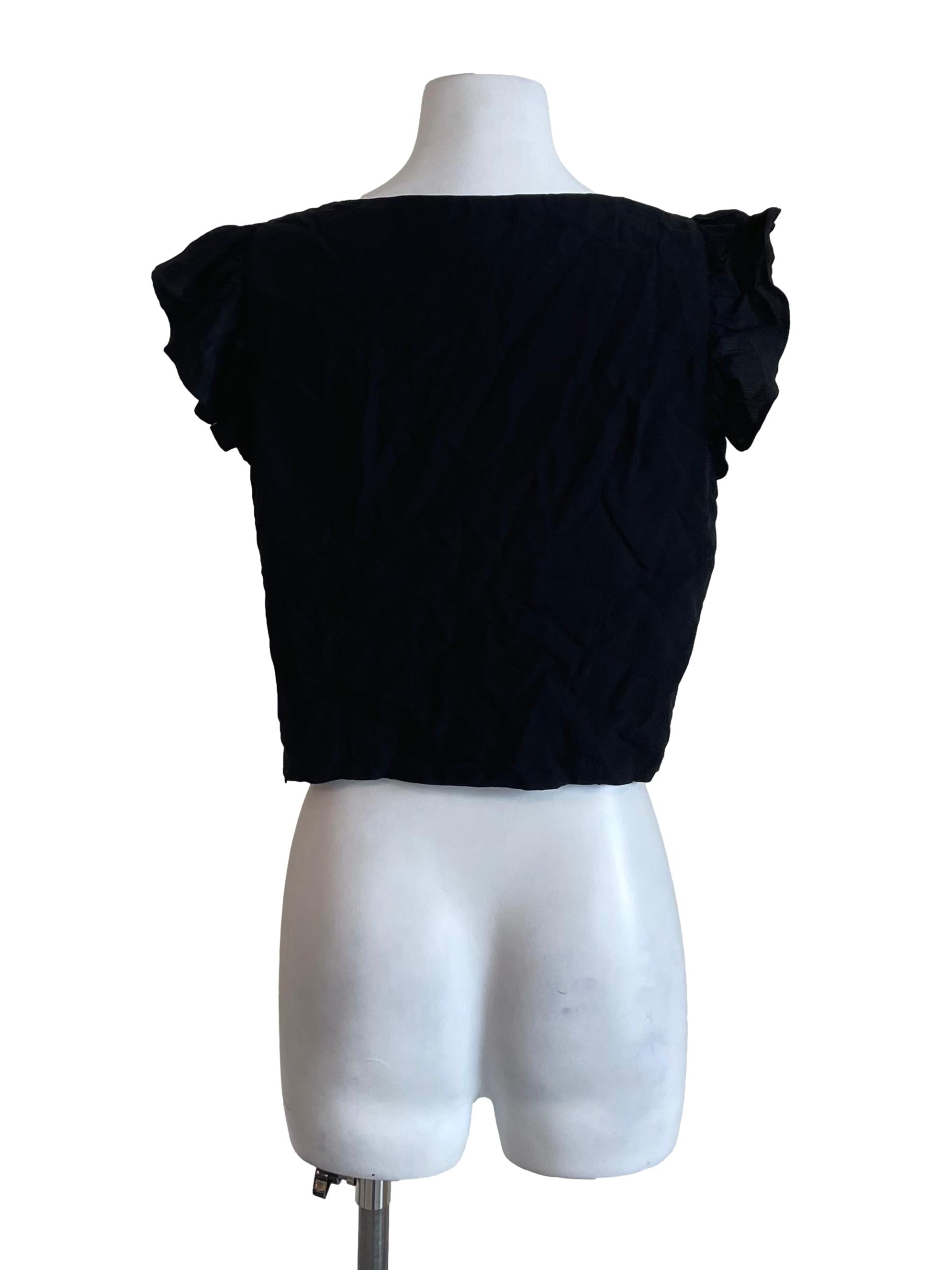 Black Sweetheart Ruffles Crop Top