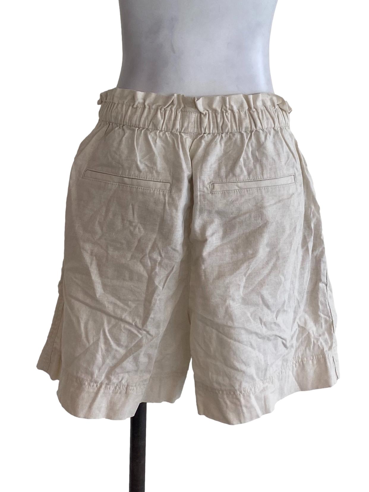 Beige Textured Shorts