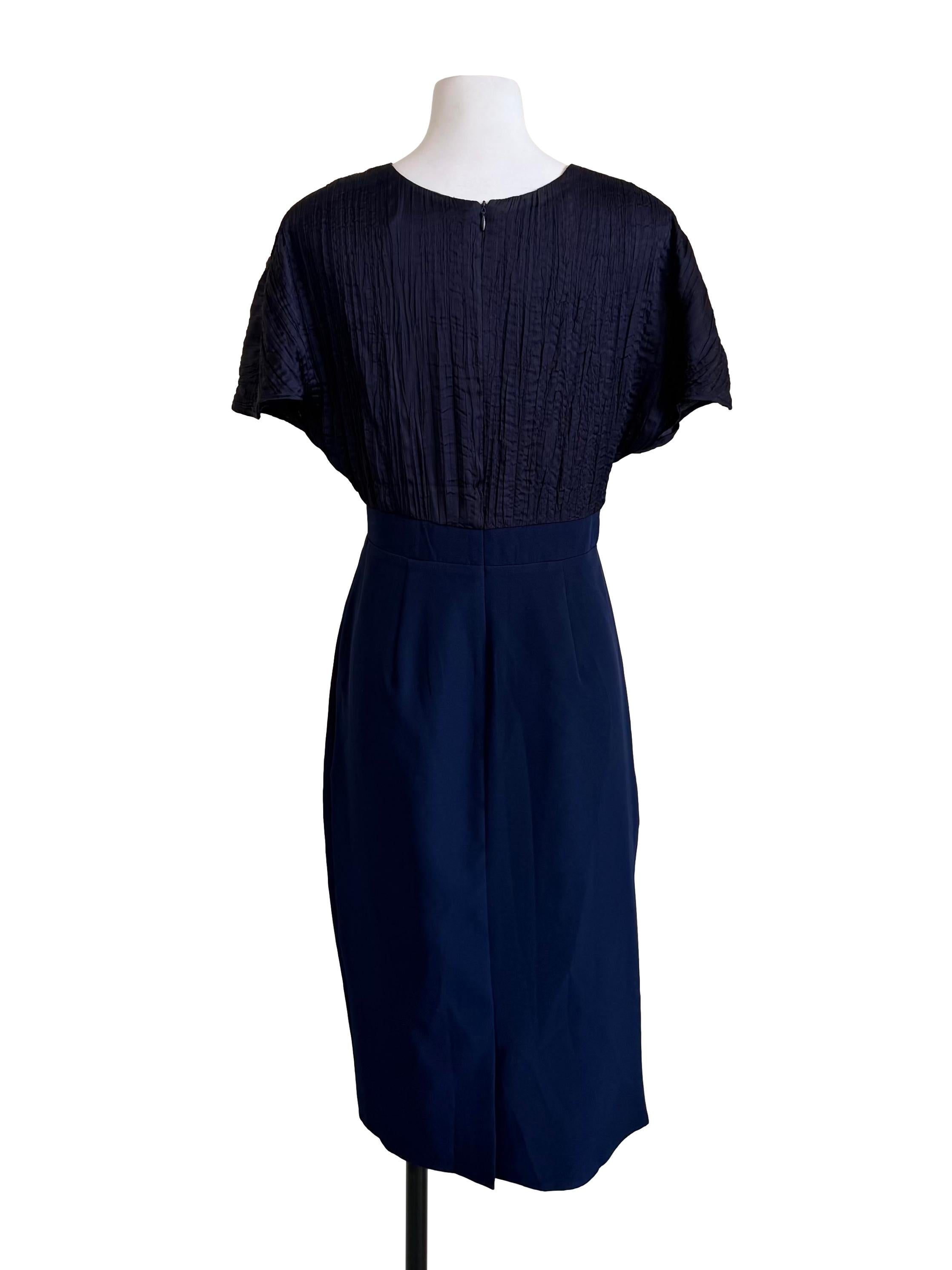 Navy Drop Shoulder Knot Dress