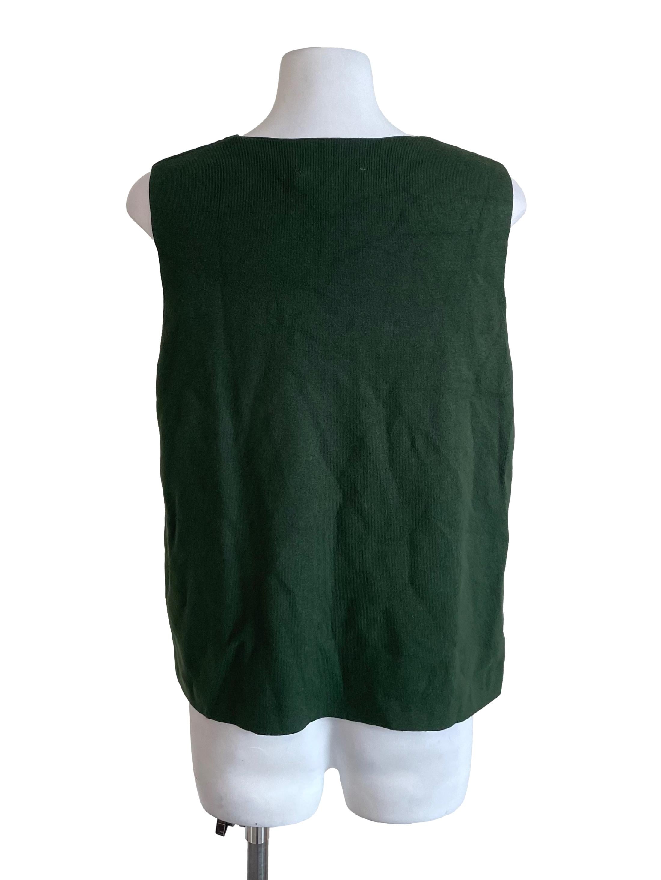 Basil Green Gold Button Detail  Knit Vest