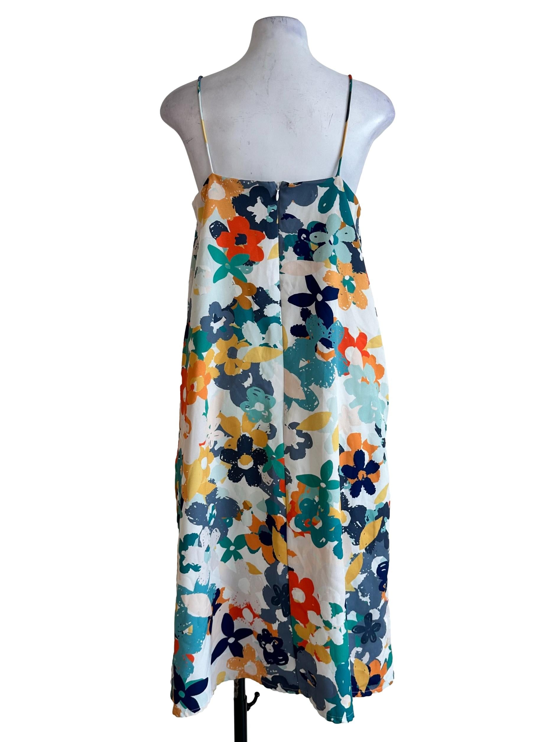 Alabaster White Floral Printed Midi Dress