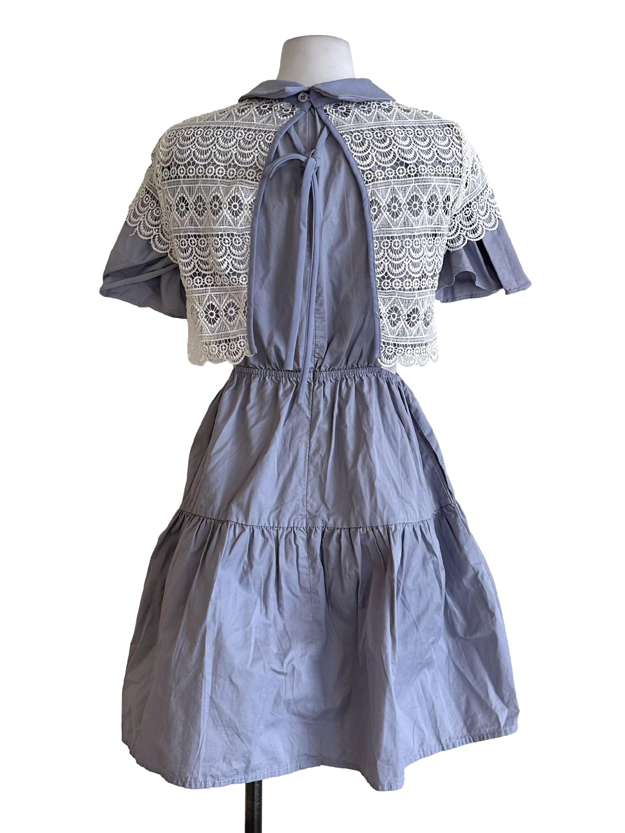 Violet Blue Lace Cape Collar Tiered Dress LB