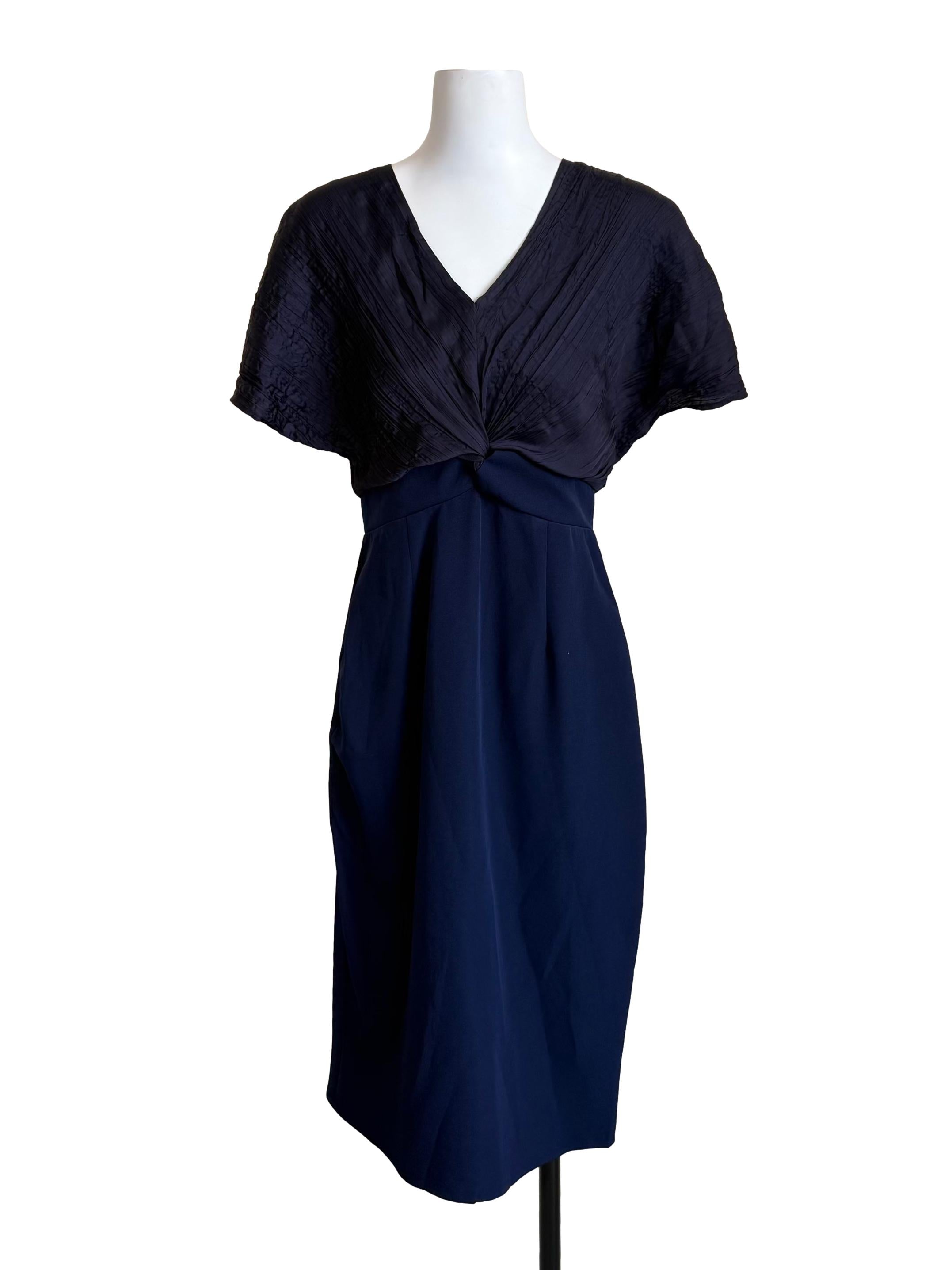 Navy Drop Shoulder Knot Dress