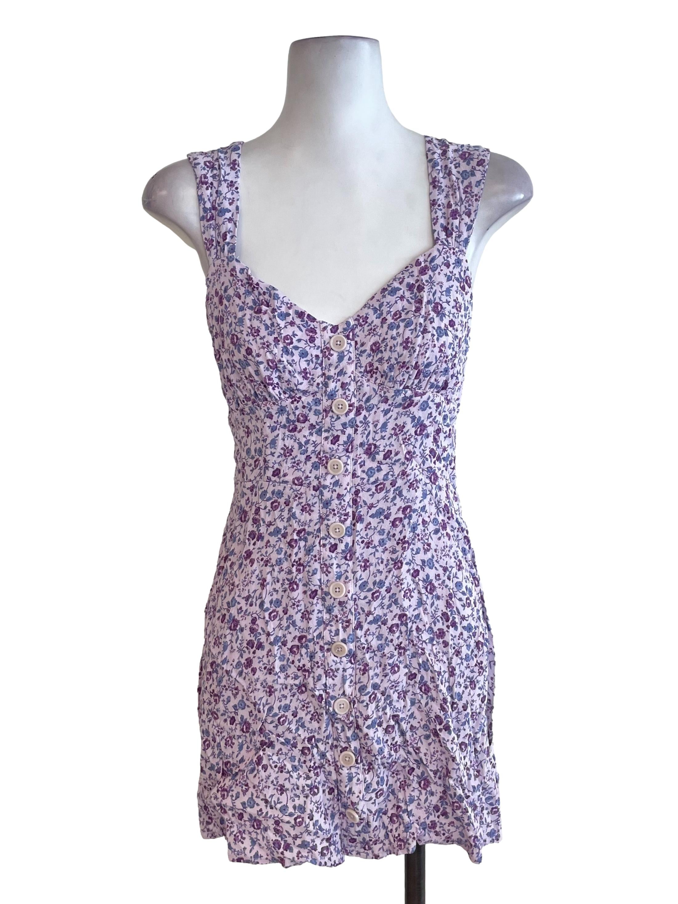 Lilac Floral Button Dress