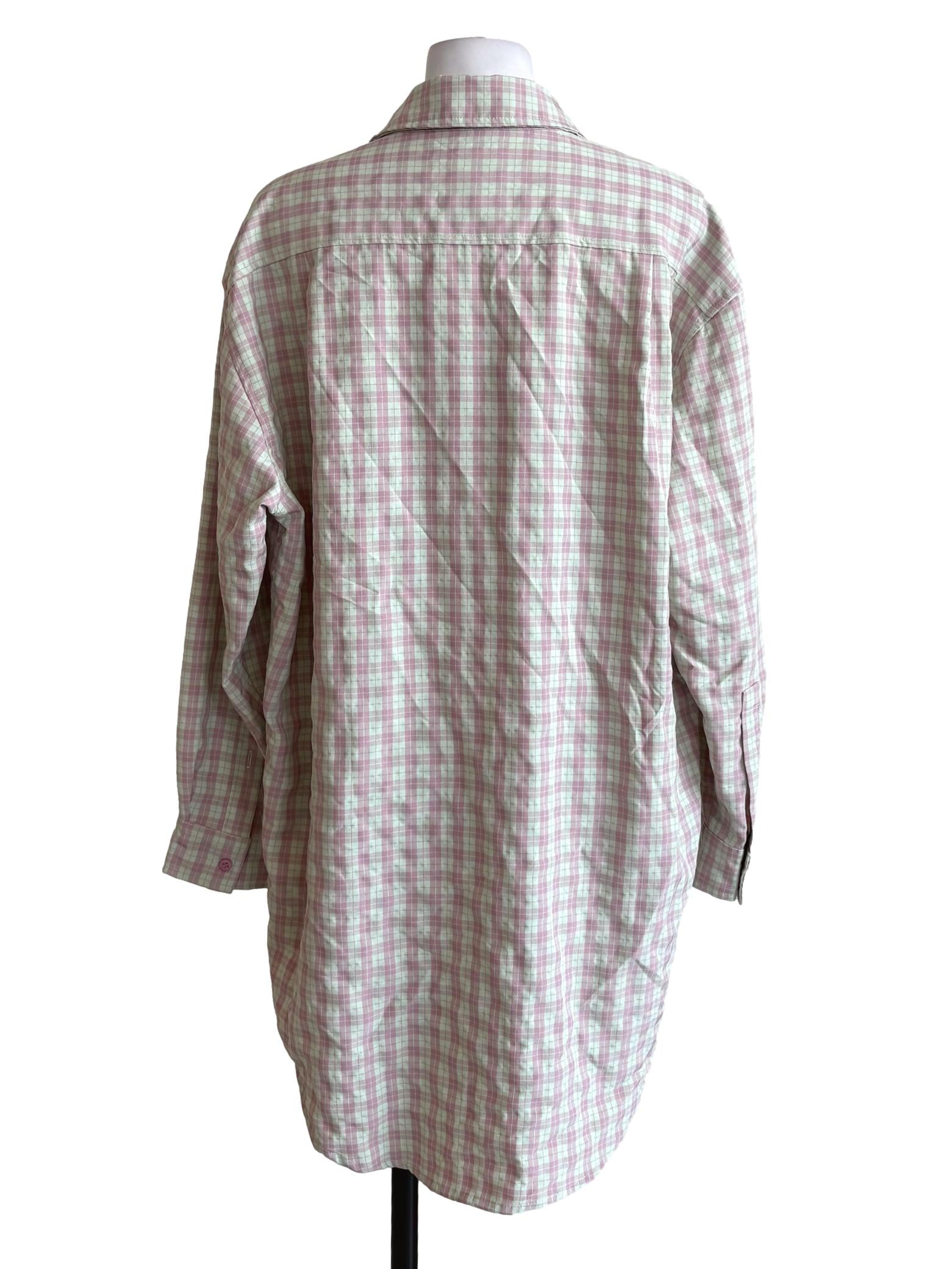 Green Pink Tartan Shirt Dress