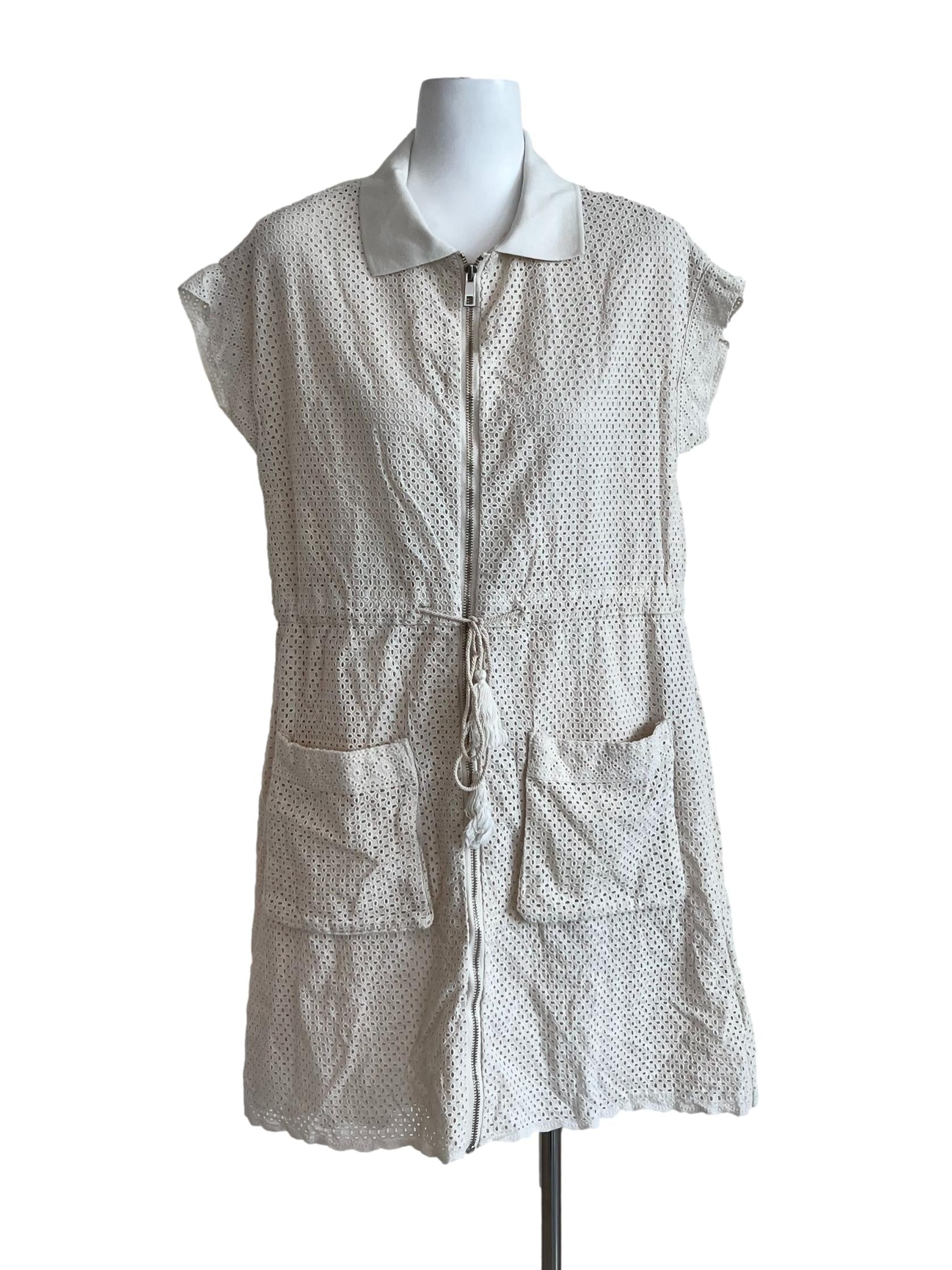 Light Cream Laced Collar Dress