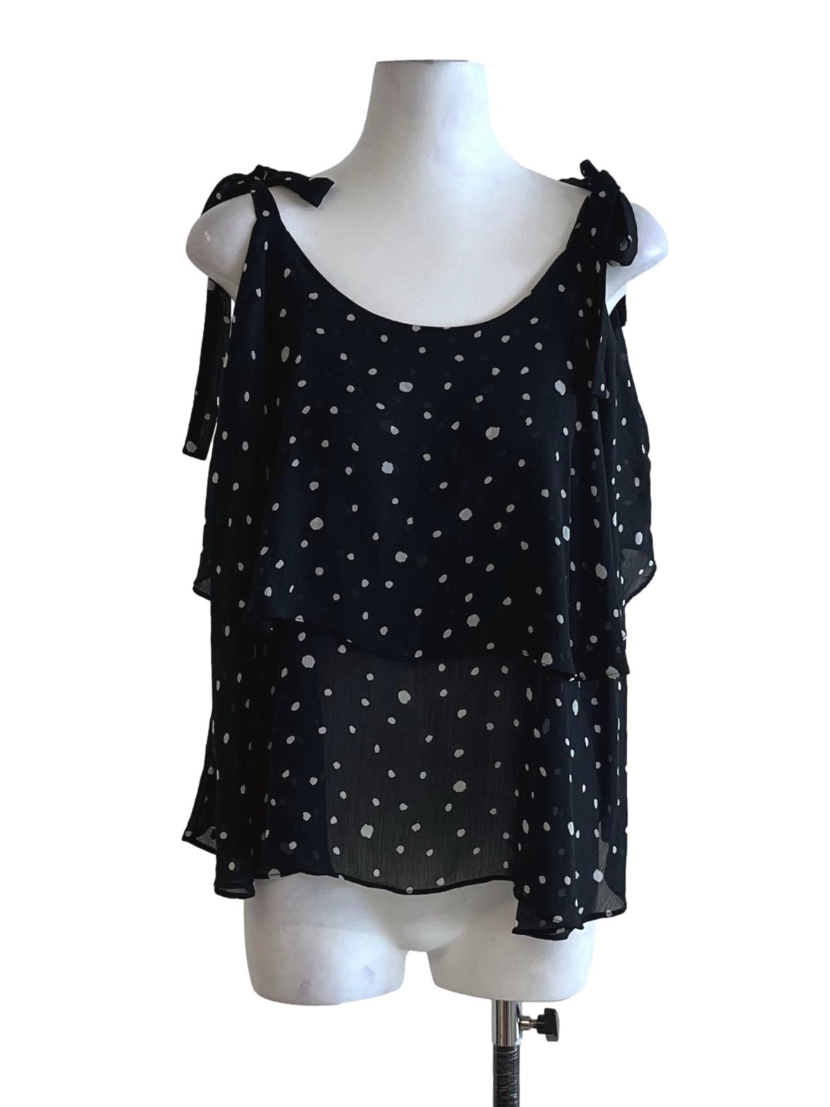 Black Polka Dot Sleeveless Top