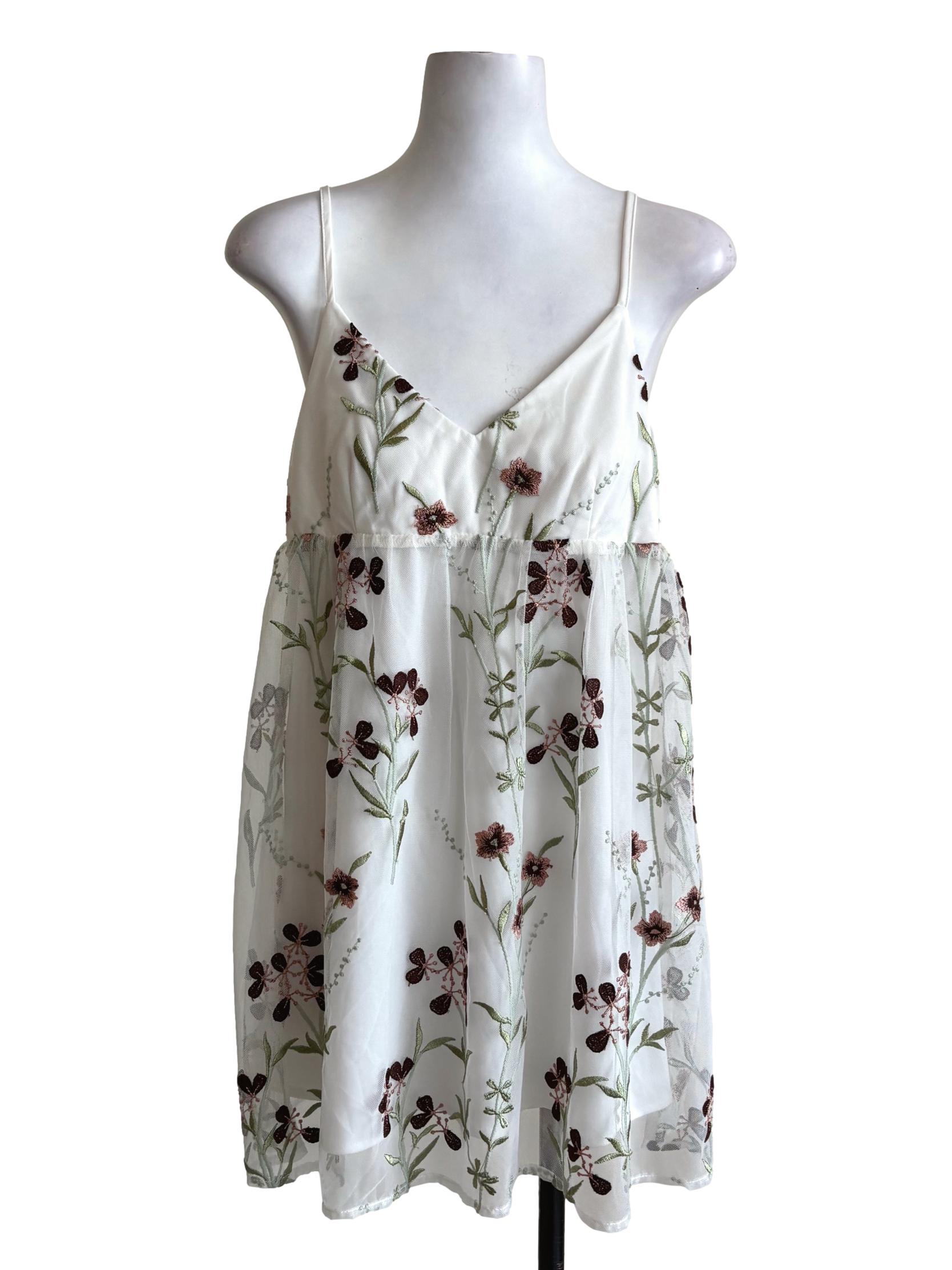 White Floral Babydoll Dress YHF