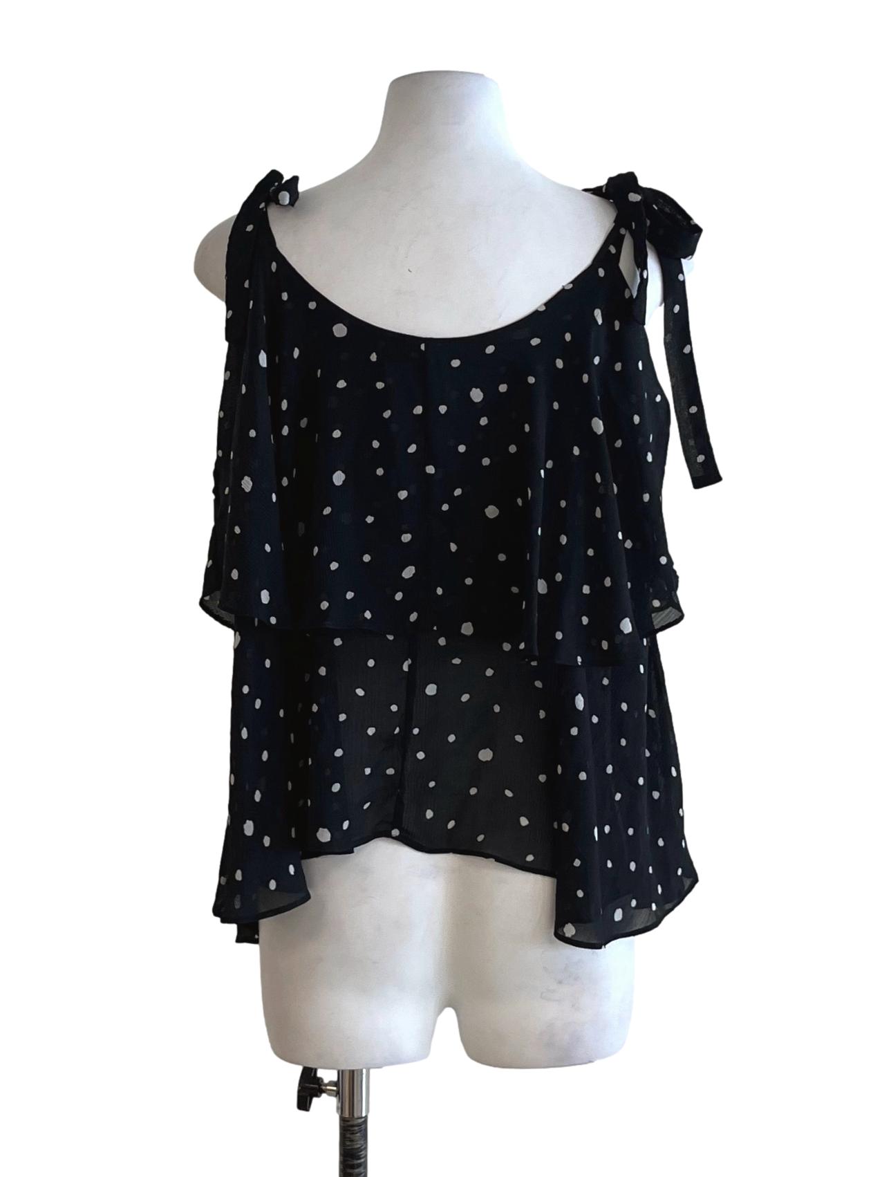 Black Polka Dot Sleeveless Top