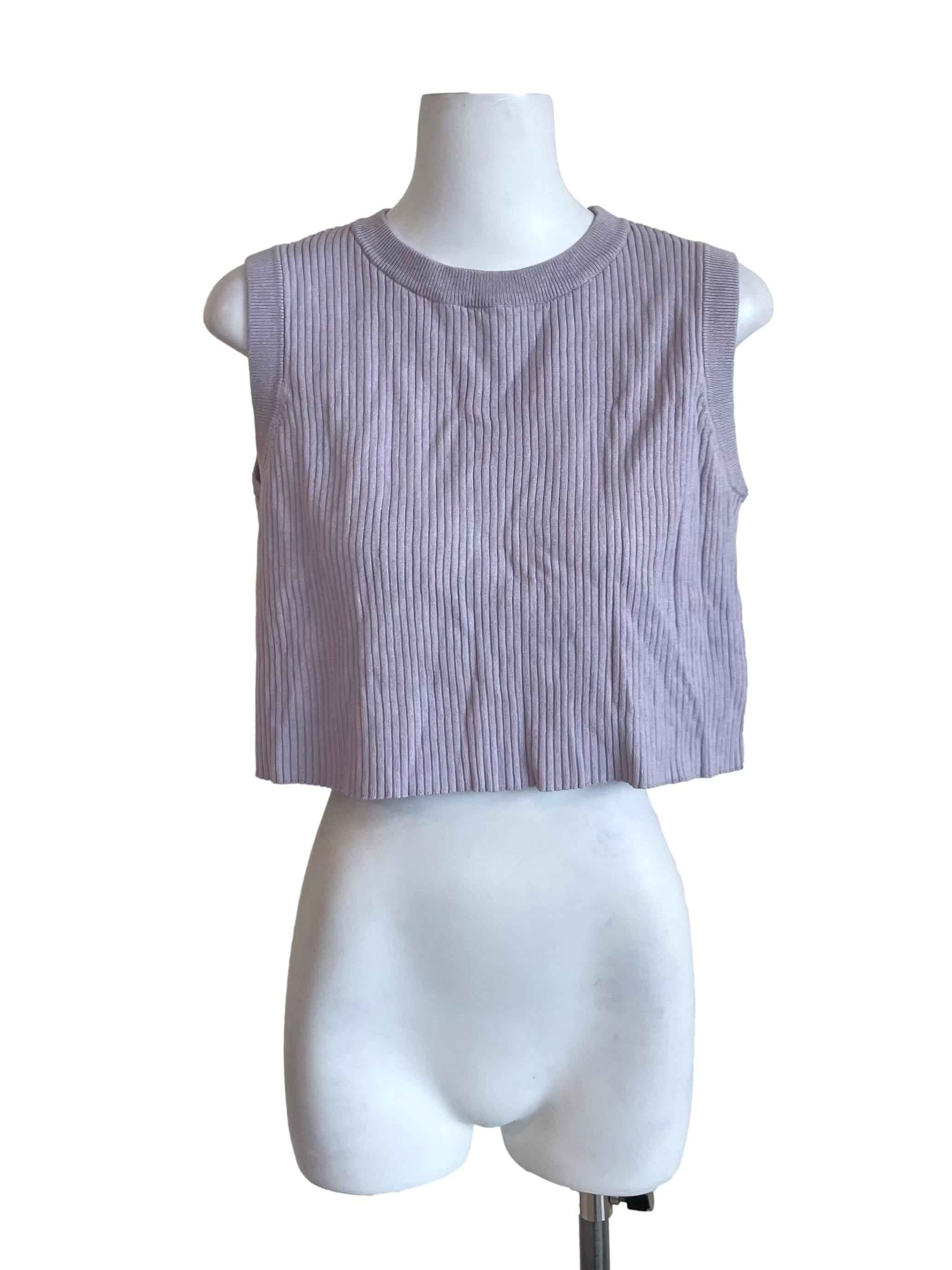 Periwinkle Purple Ribbed Knit Crop Top