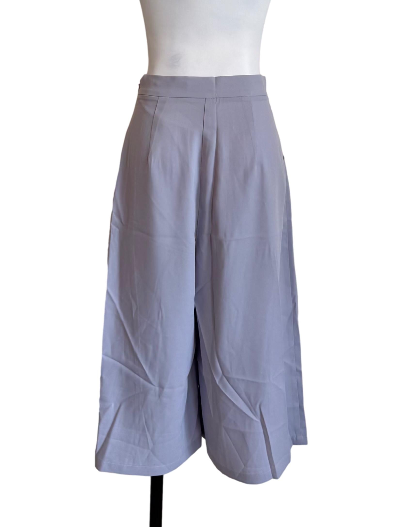 Lavender Pleated High Waist Culottes