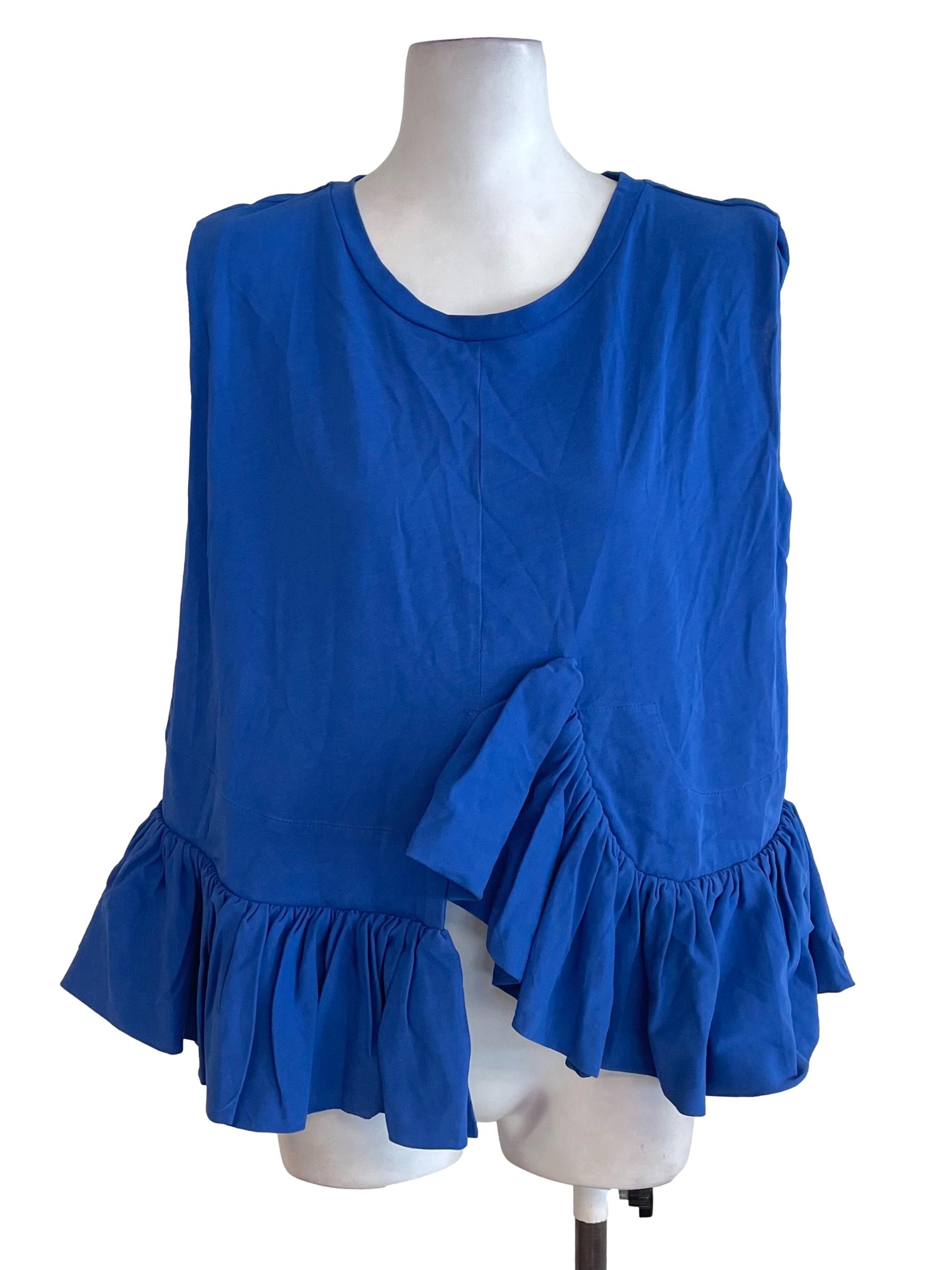 Royal Blue Ruffled Tank Top