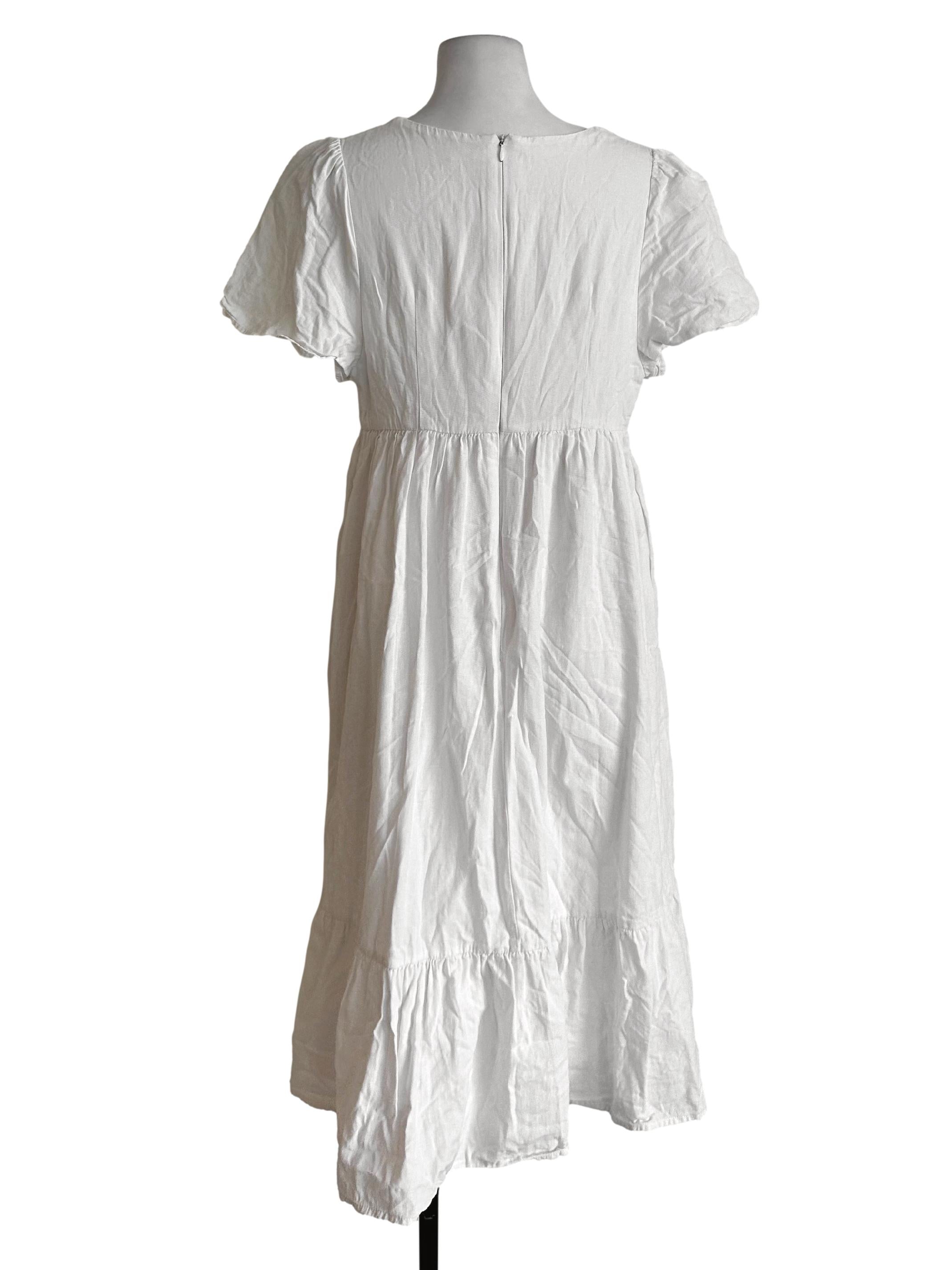 Pearl White Square Neck Empire Dress