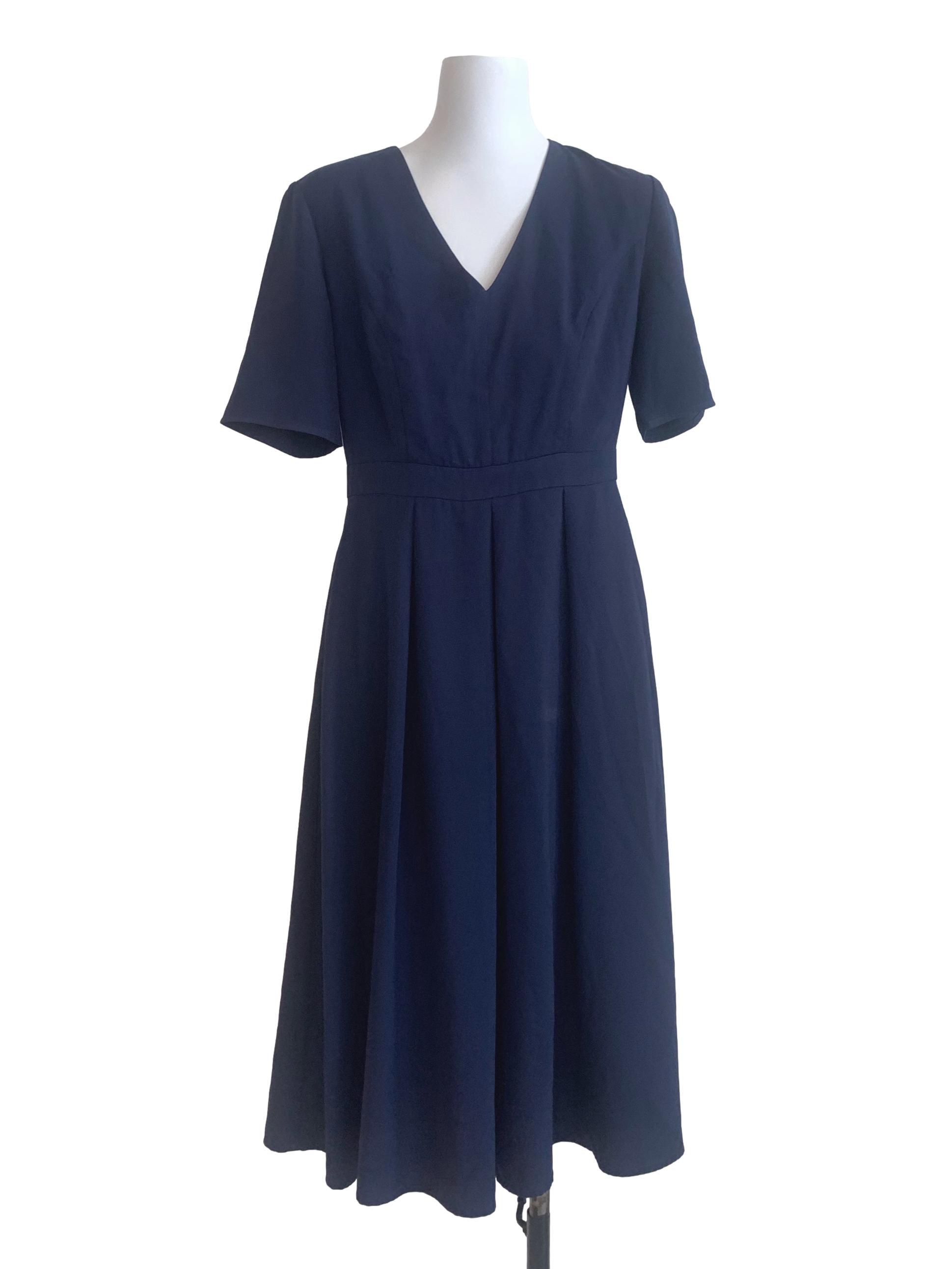 Navy Blue V Neck Dress LB