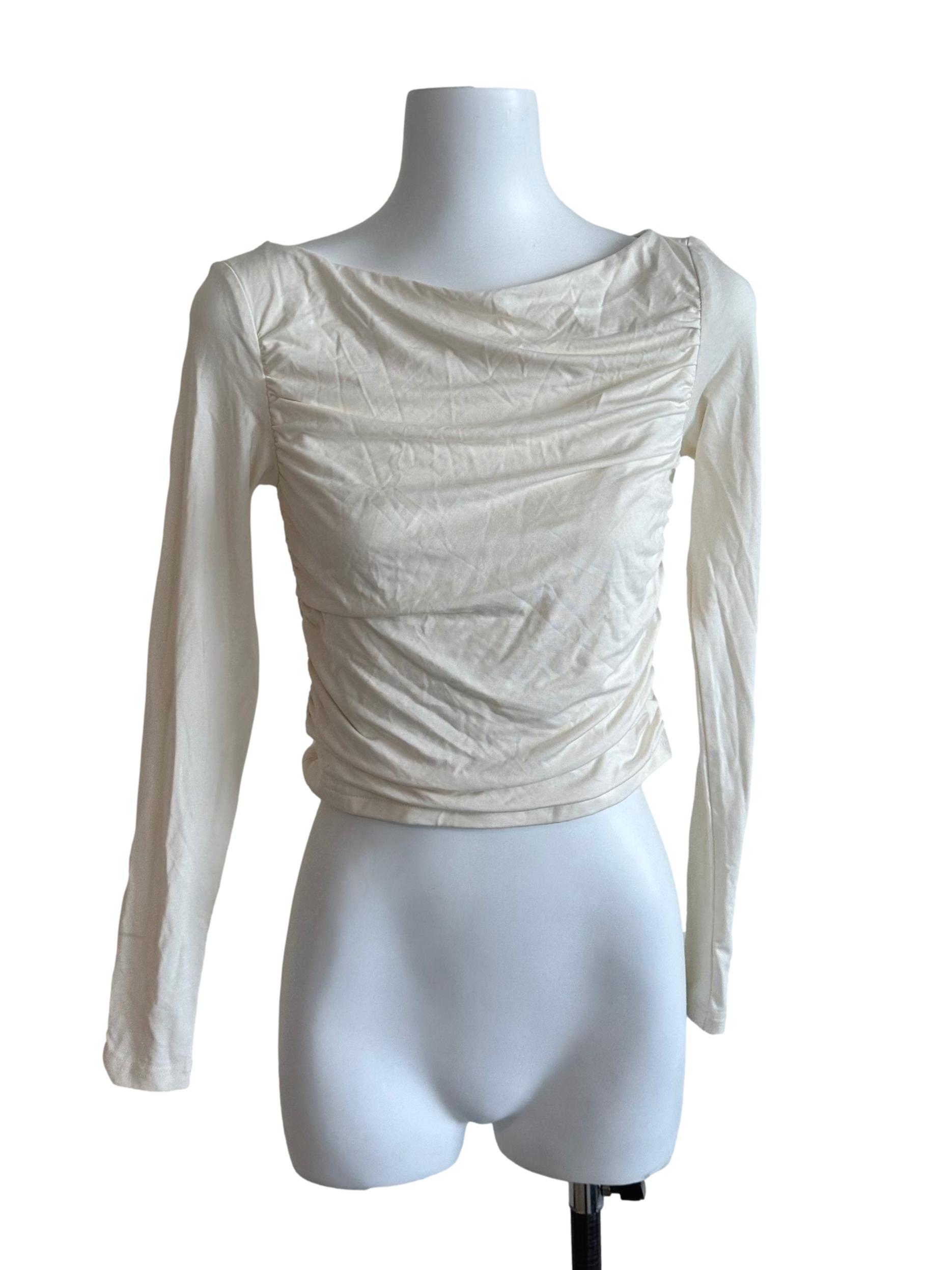 Pearl White Drape Fitted Top
