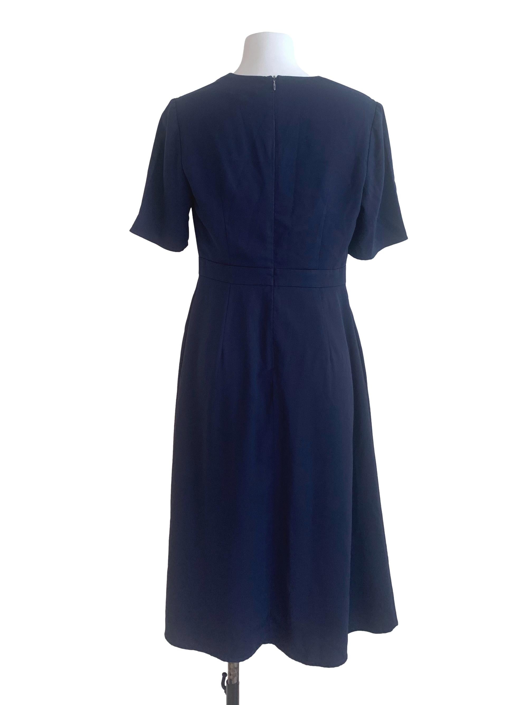 Navy Blue V Neck Dress LB