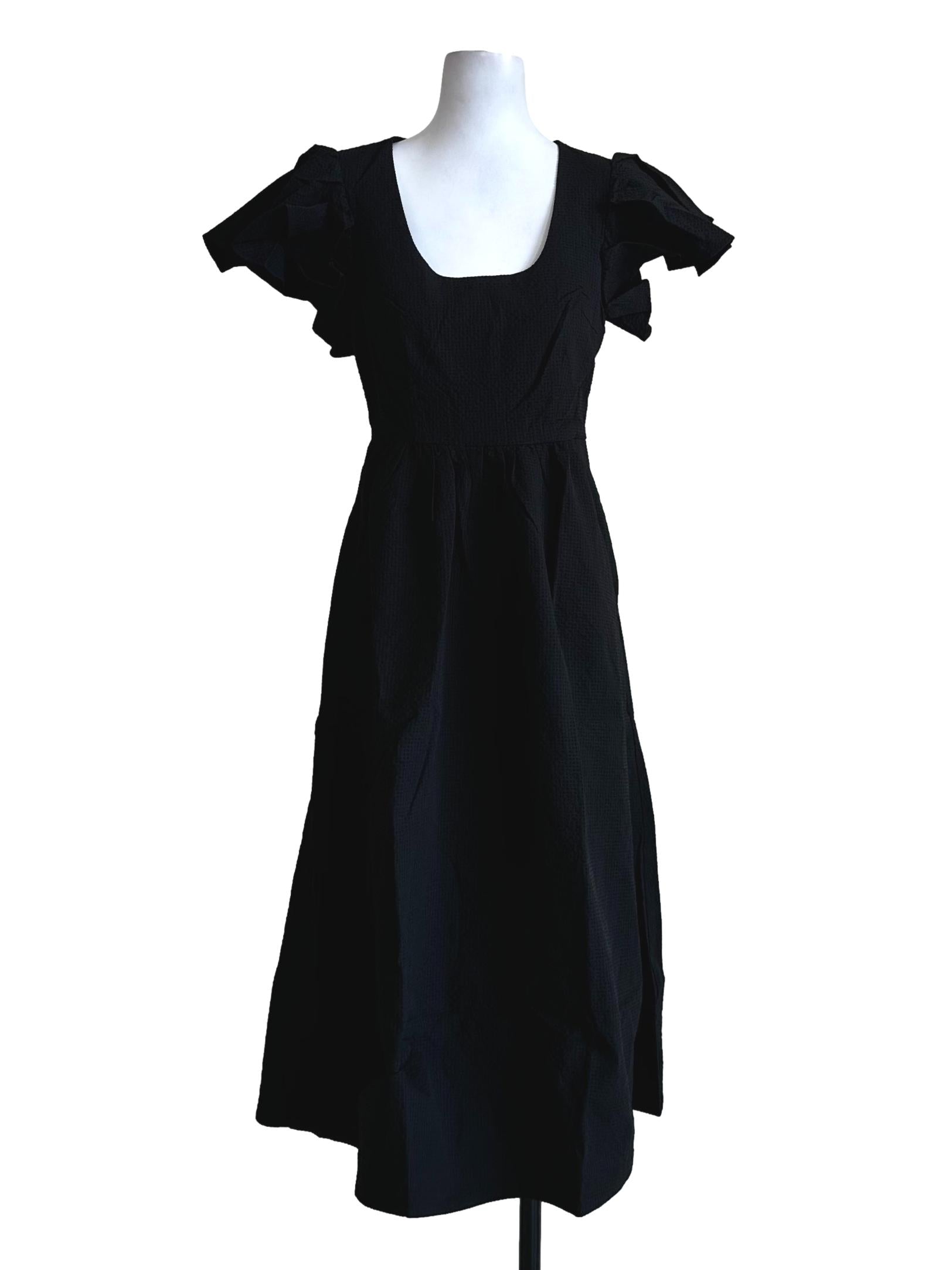 Black Waffle Weave Pattern Dress