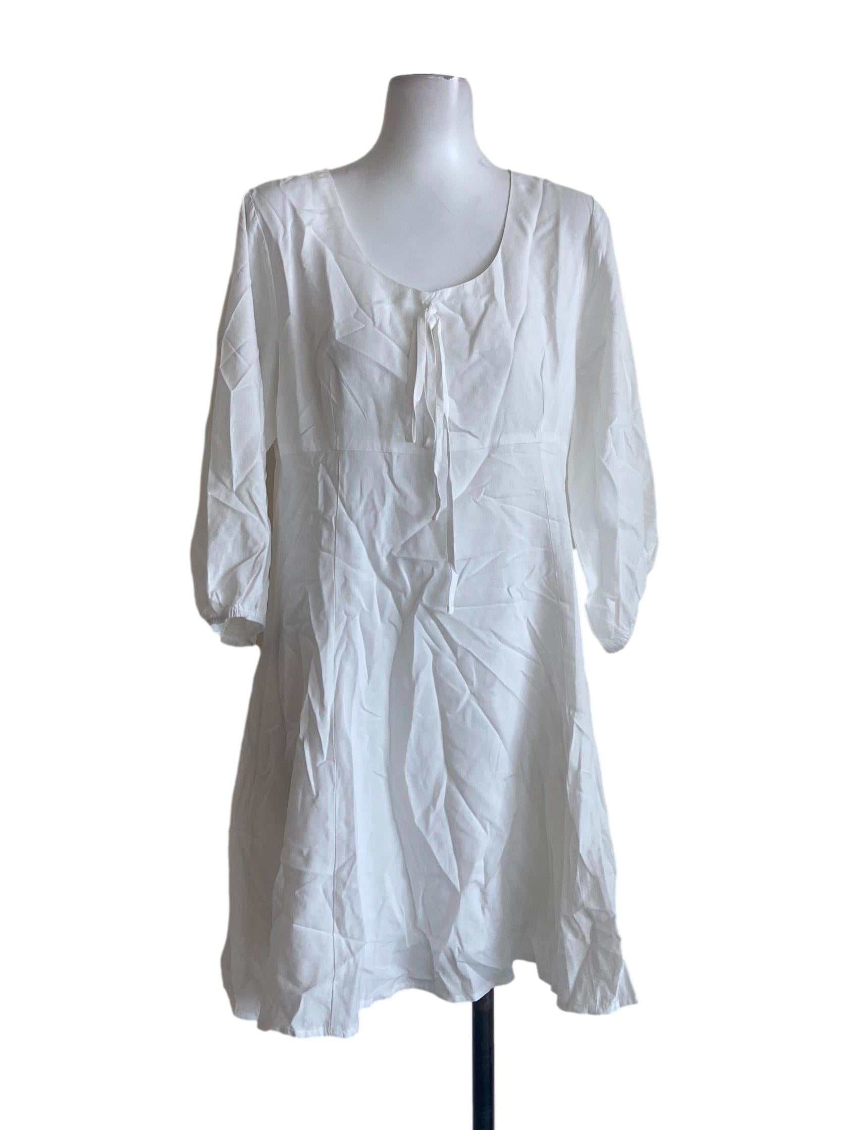 White Twill A-Line Dress