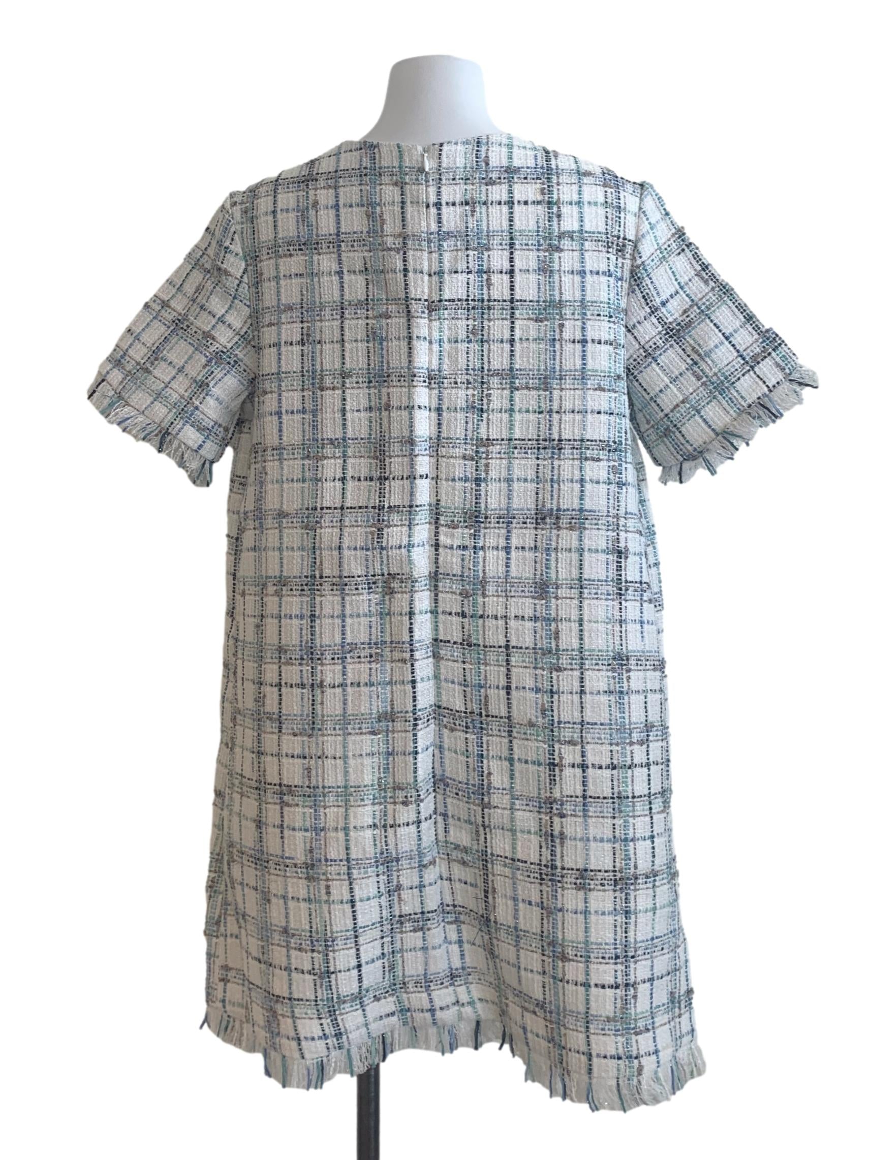 Blue Pattern Tweed Dress