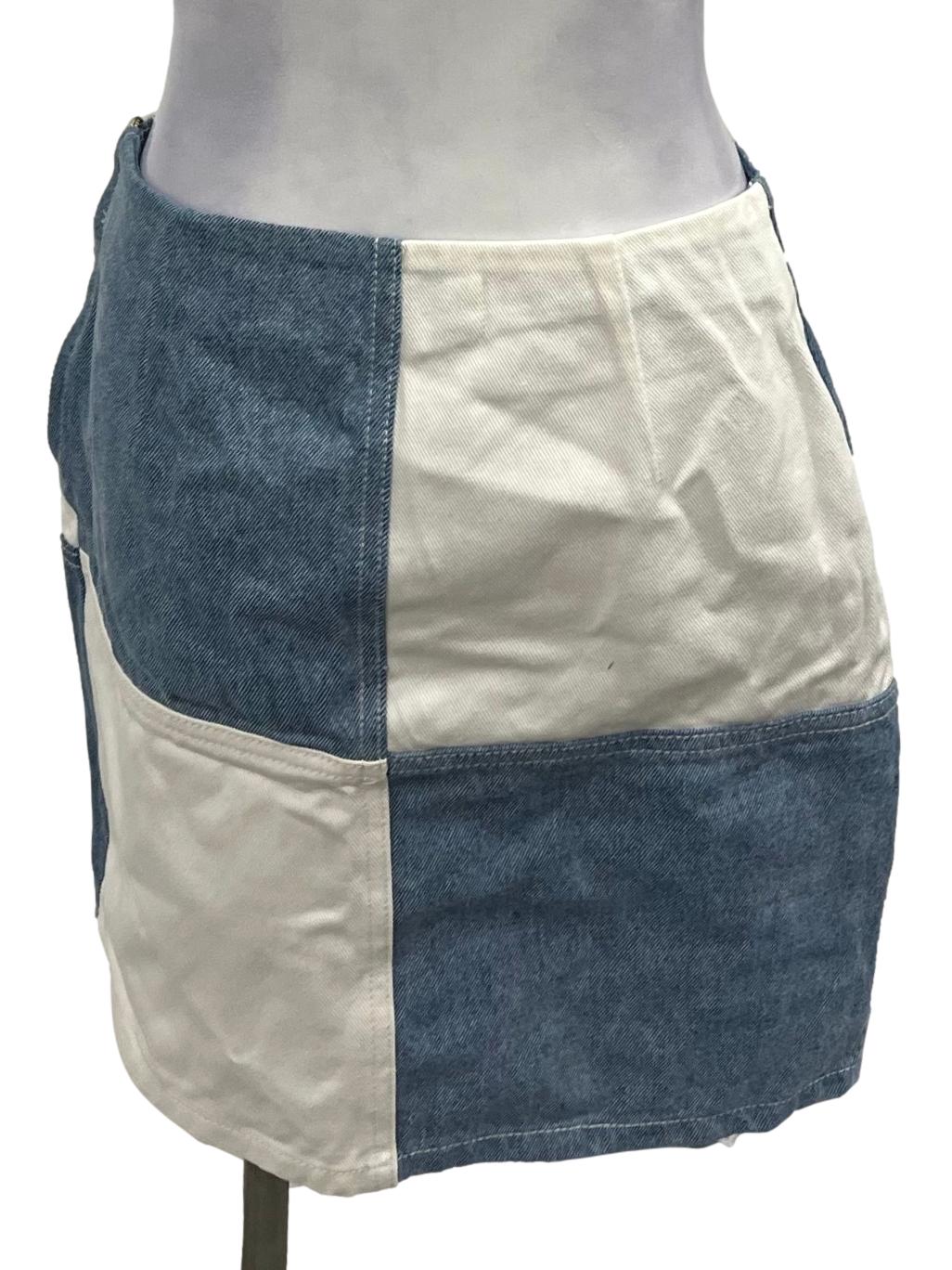 Blue White Denim Skirt