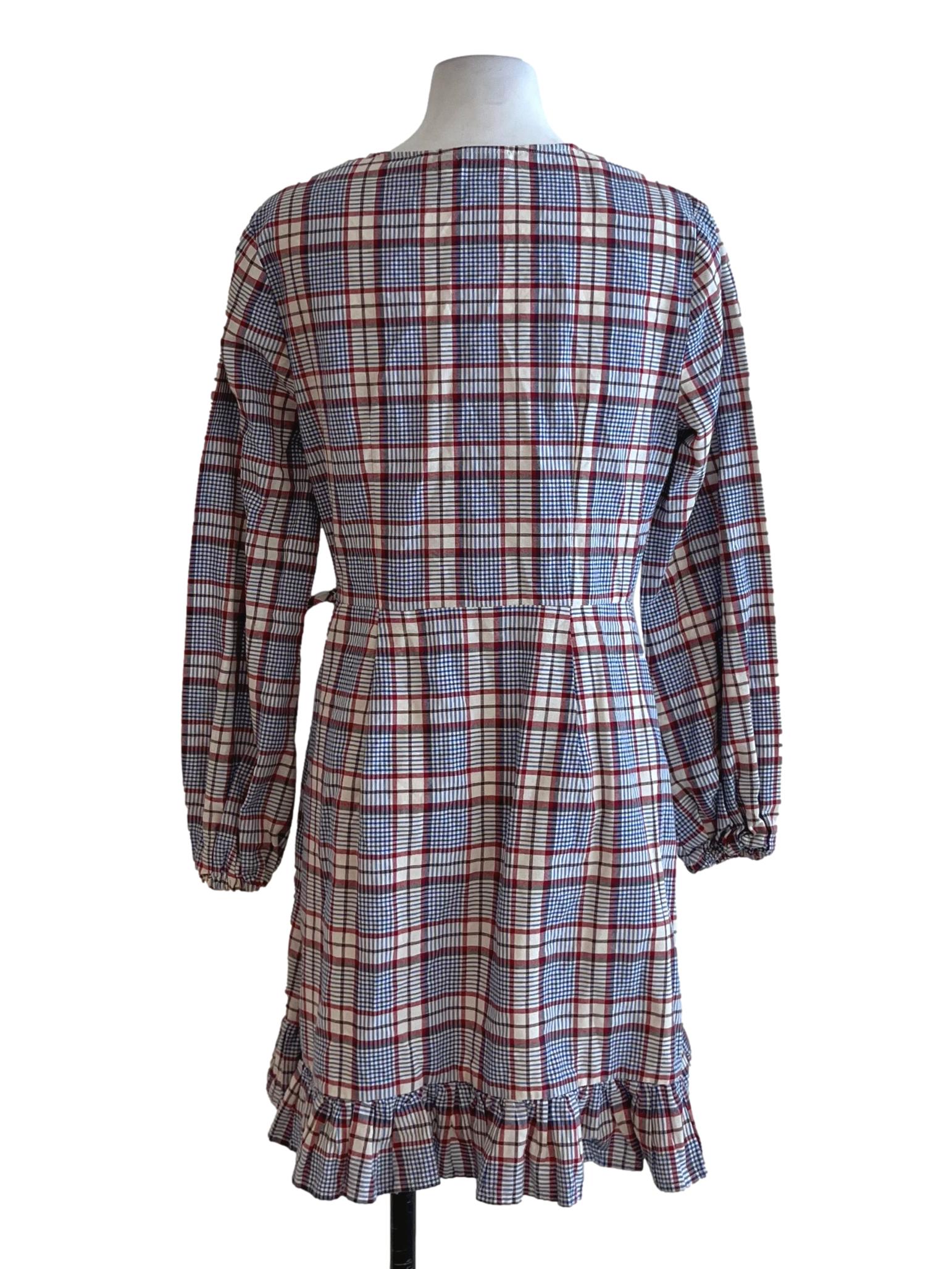 Blue Tartan Wrap Dress