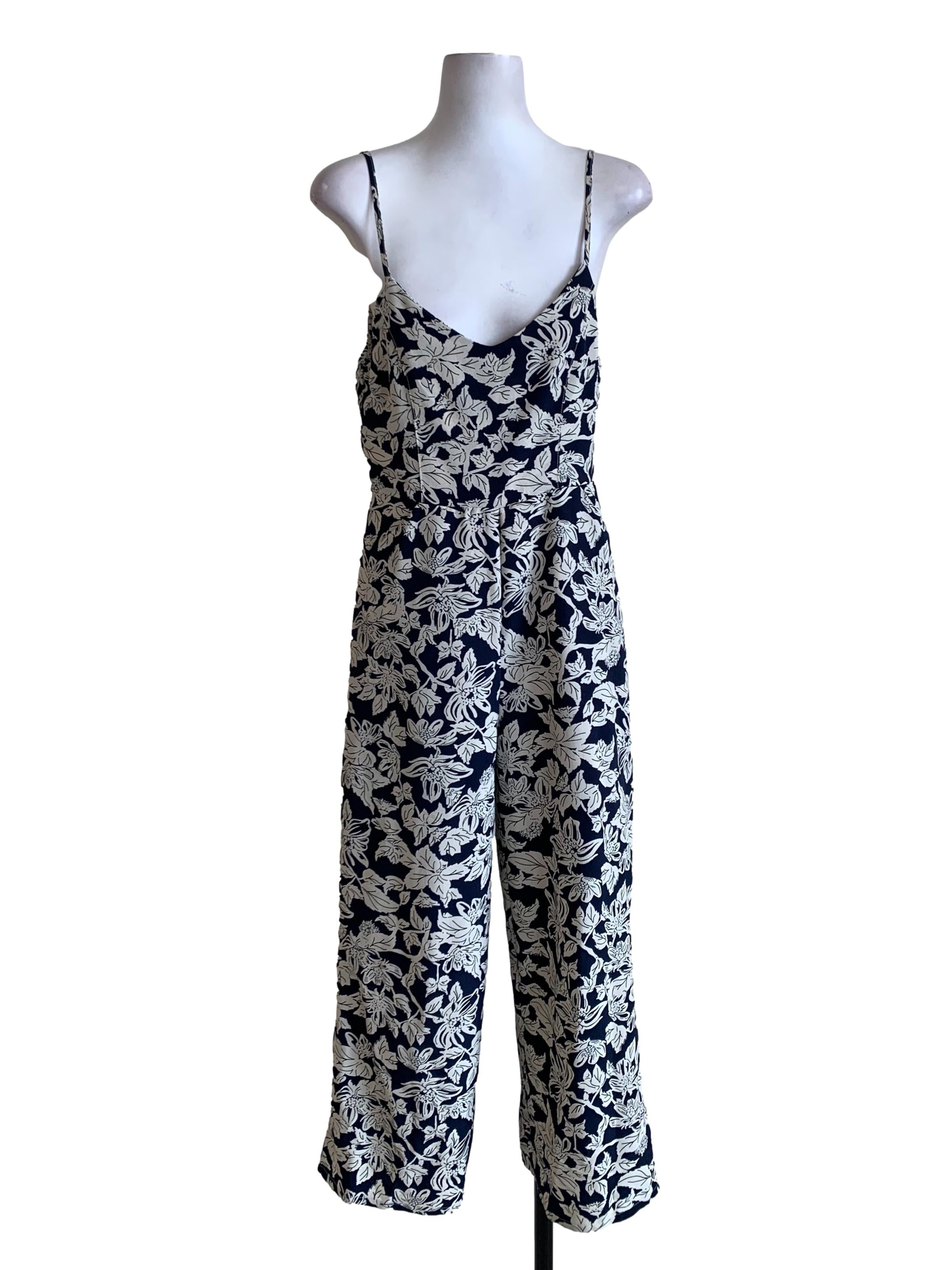 Navy Blue Floral Jumpsuit