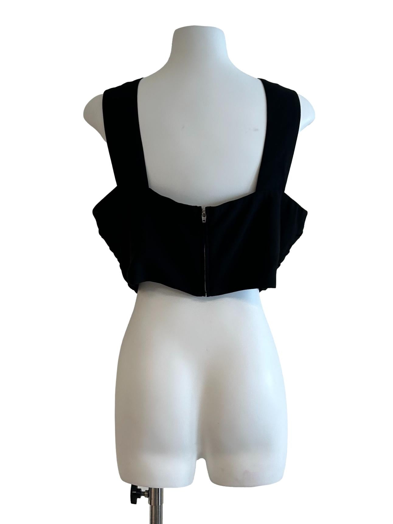 Black Halter Pleated Top