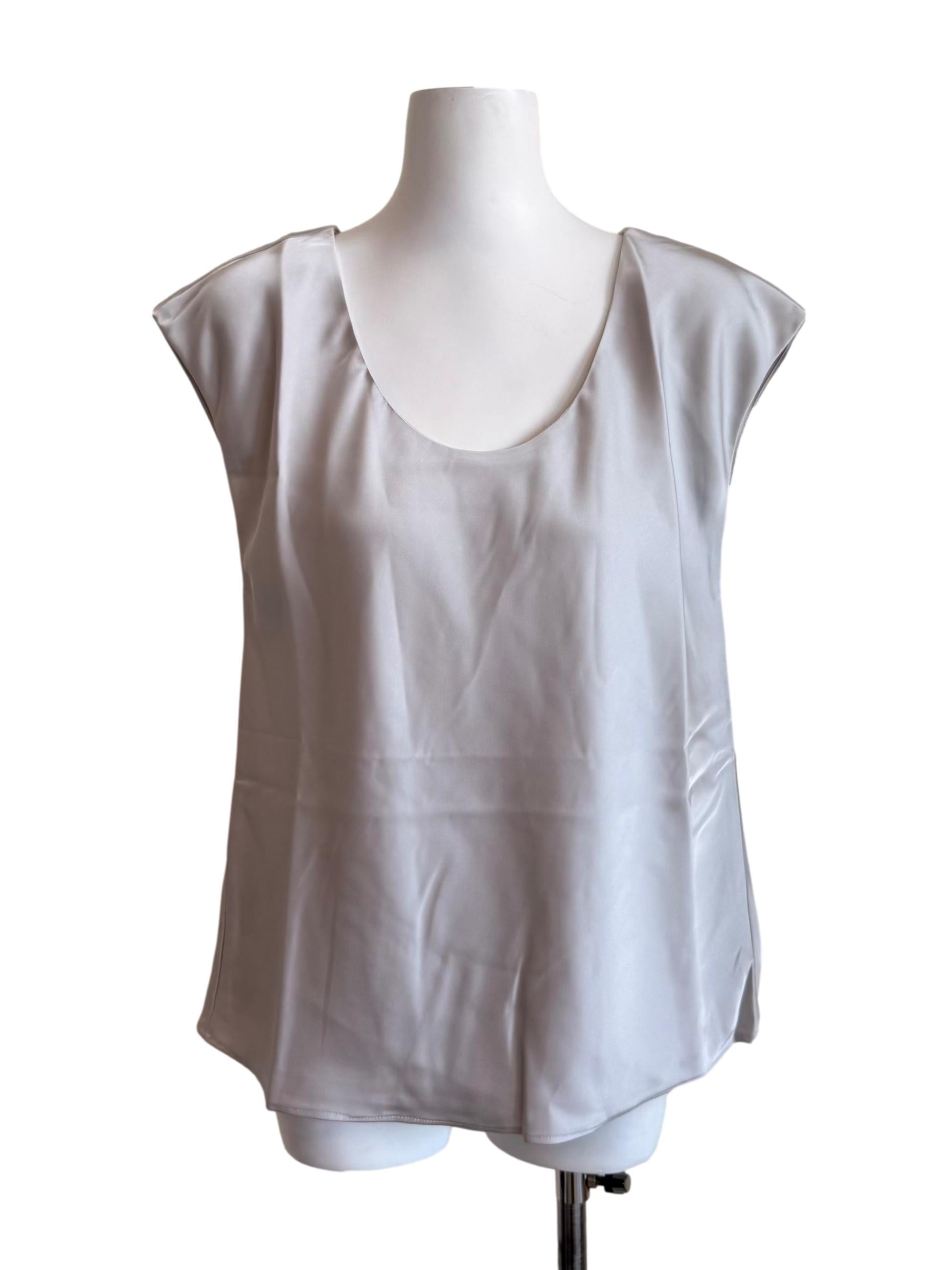 Silver Scoop Neck Top