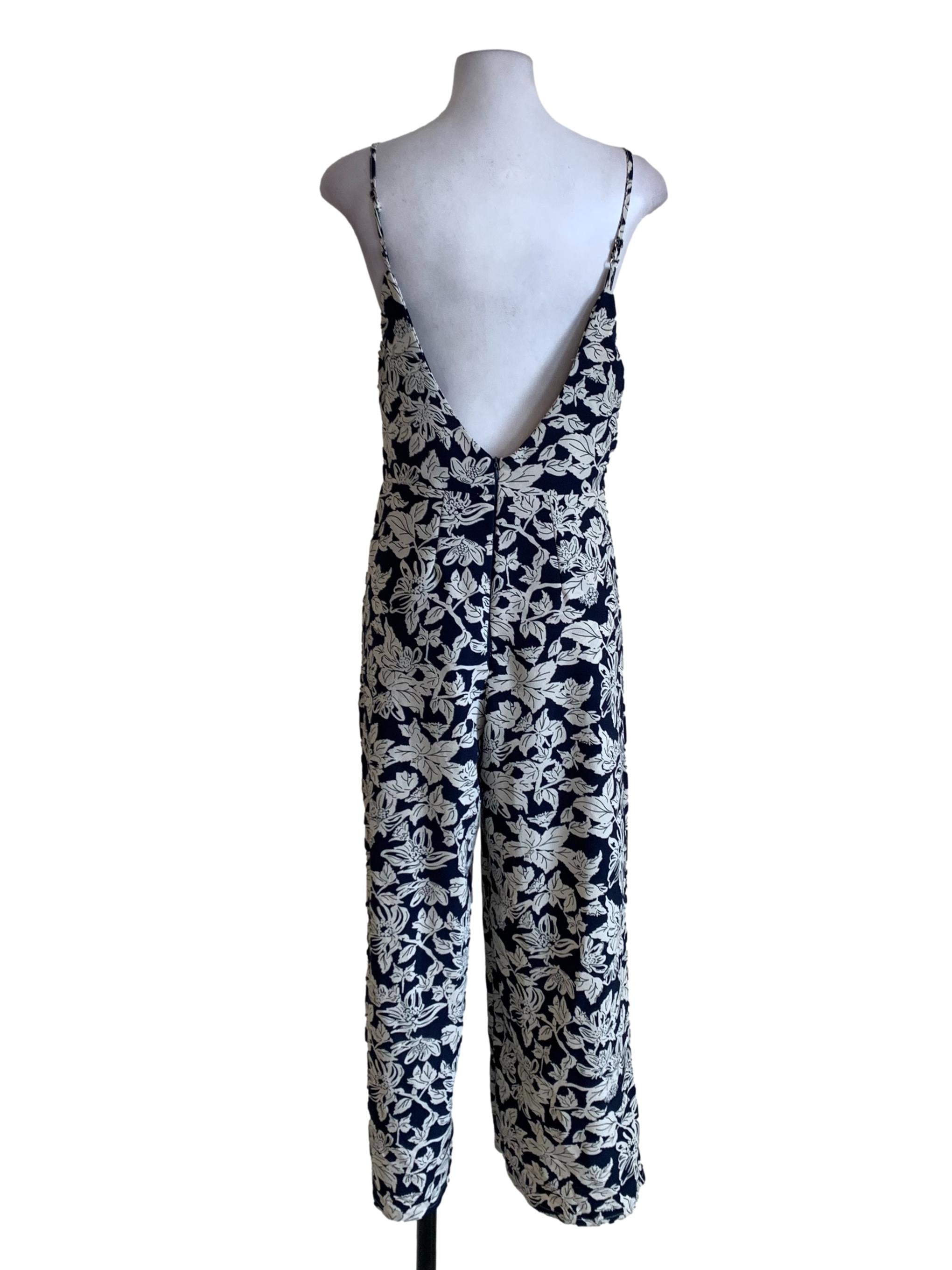 Navy Blue Floral Jumpsuit