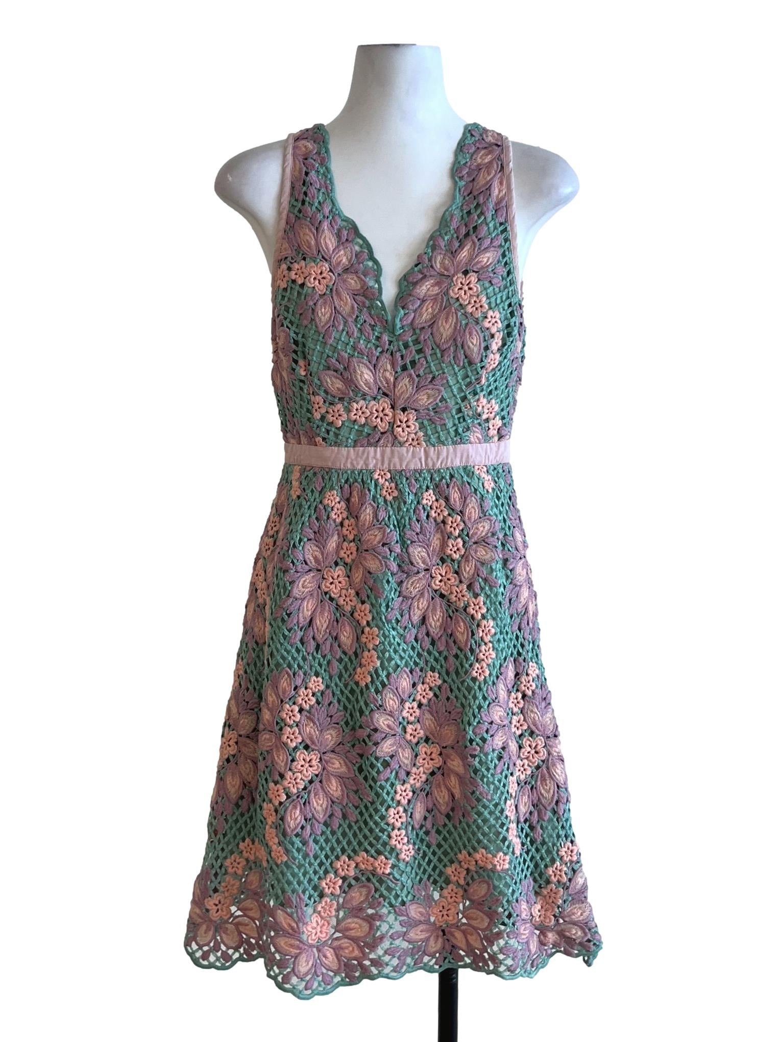 Mint Green Lace A-Line Dress