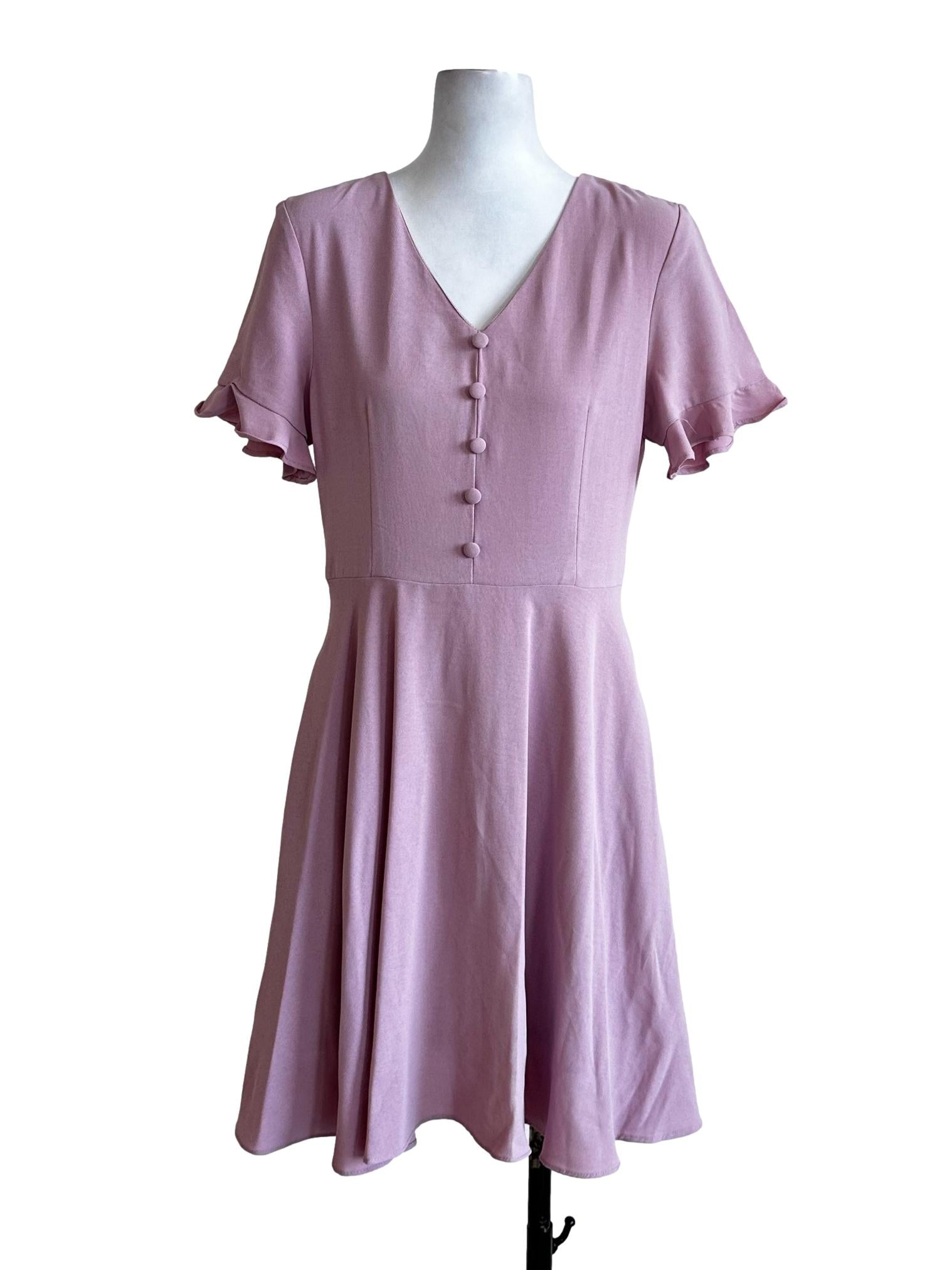 Pink Plain Shirt Dress