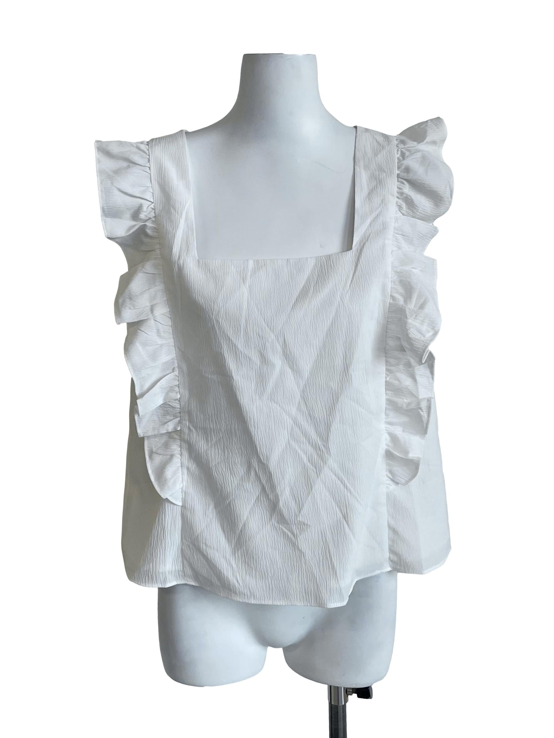 White Ruffles Square Top