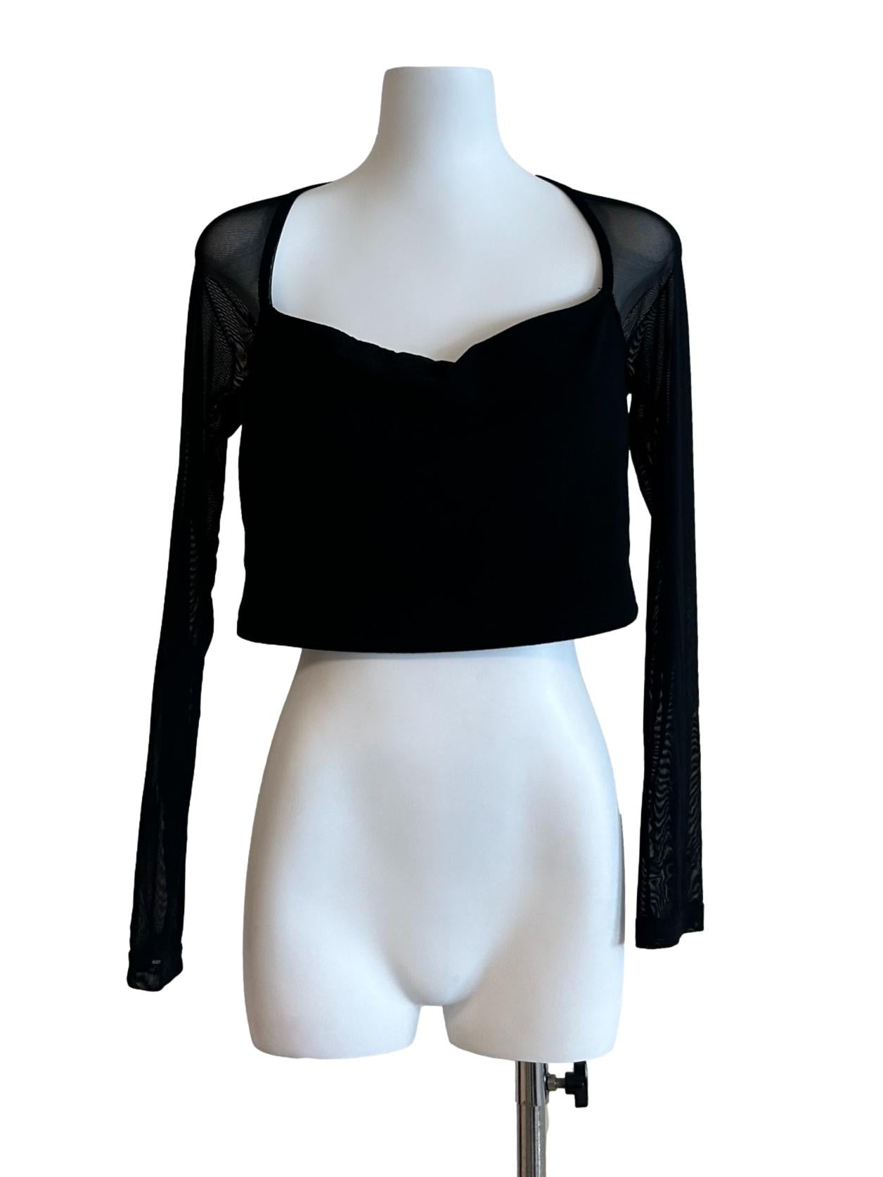 Black Sleeve Mesh Top