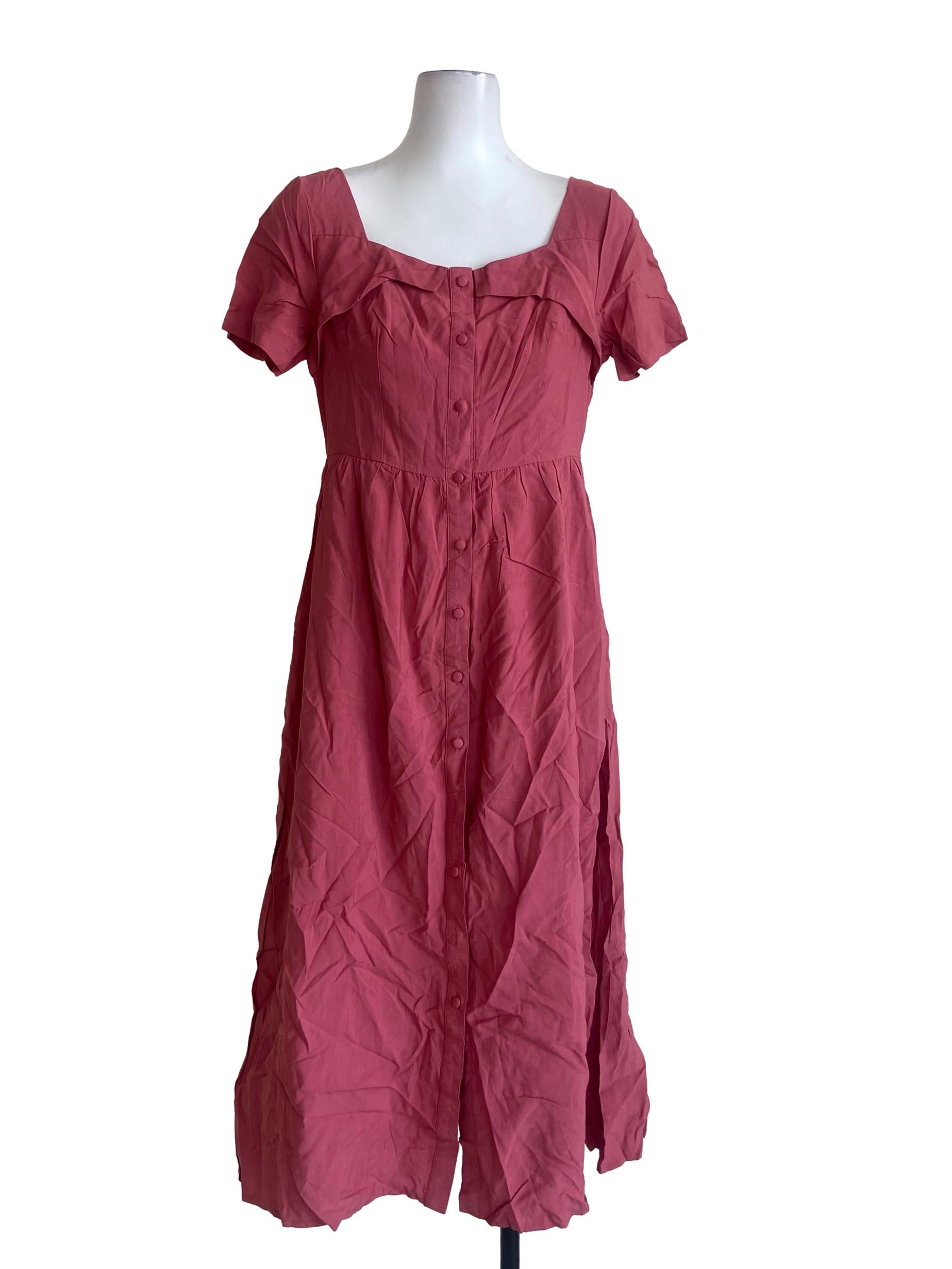 Strawberry Pink Button Down Shirt Dress