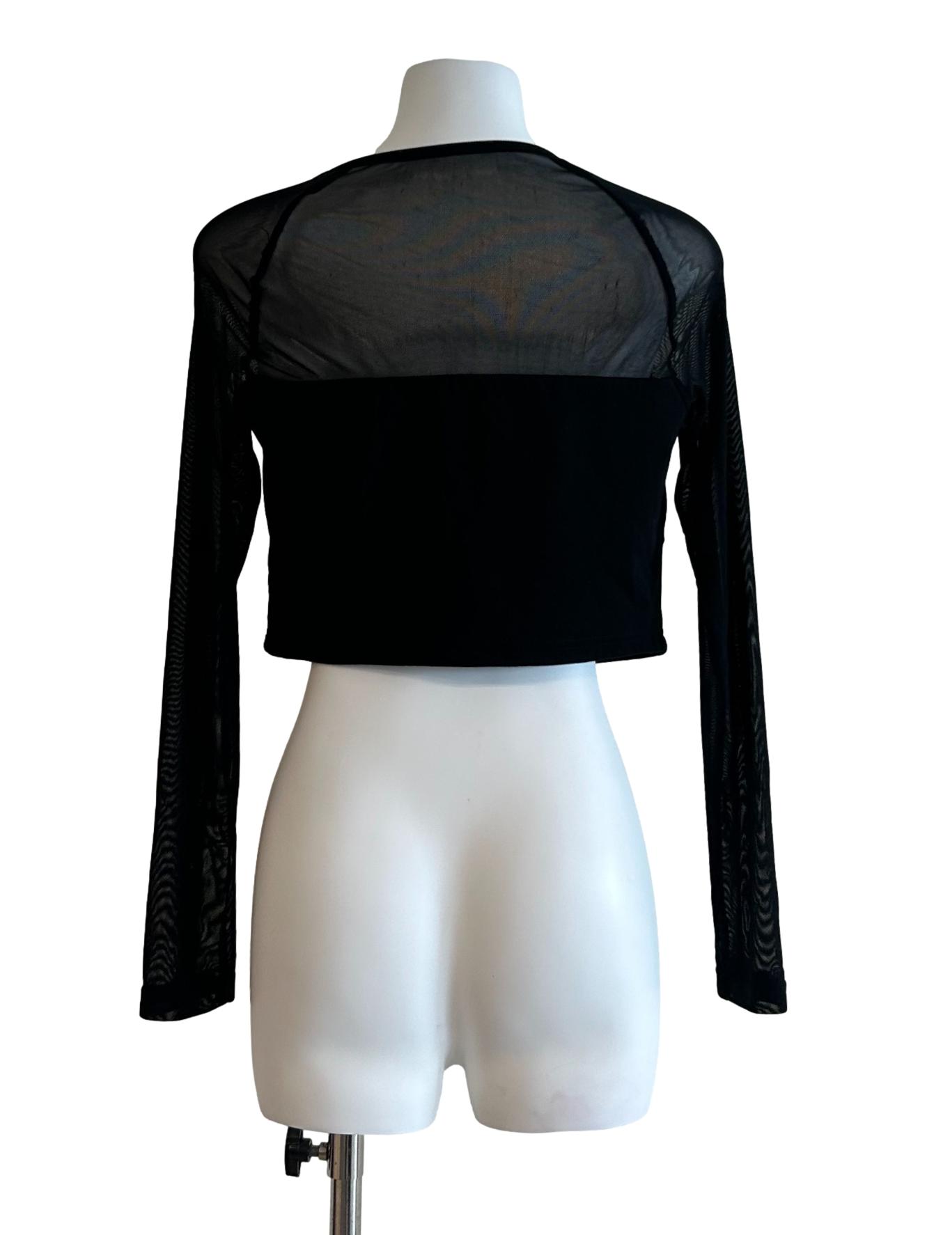 Black Sleeve Mesh Top