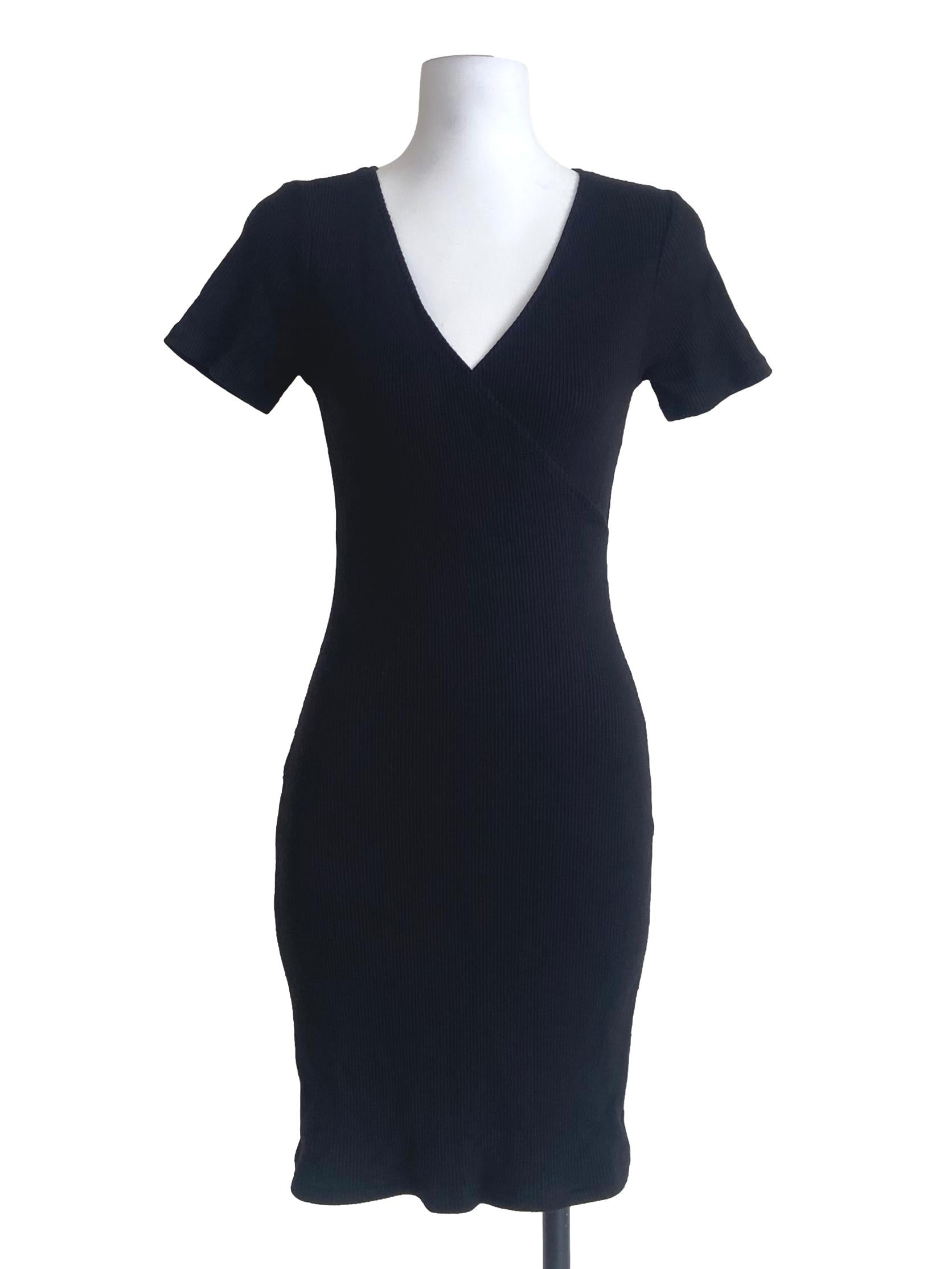 Black V-Neck Pencil Stripe Bodycon Dress