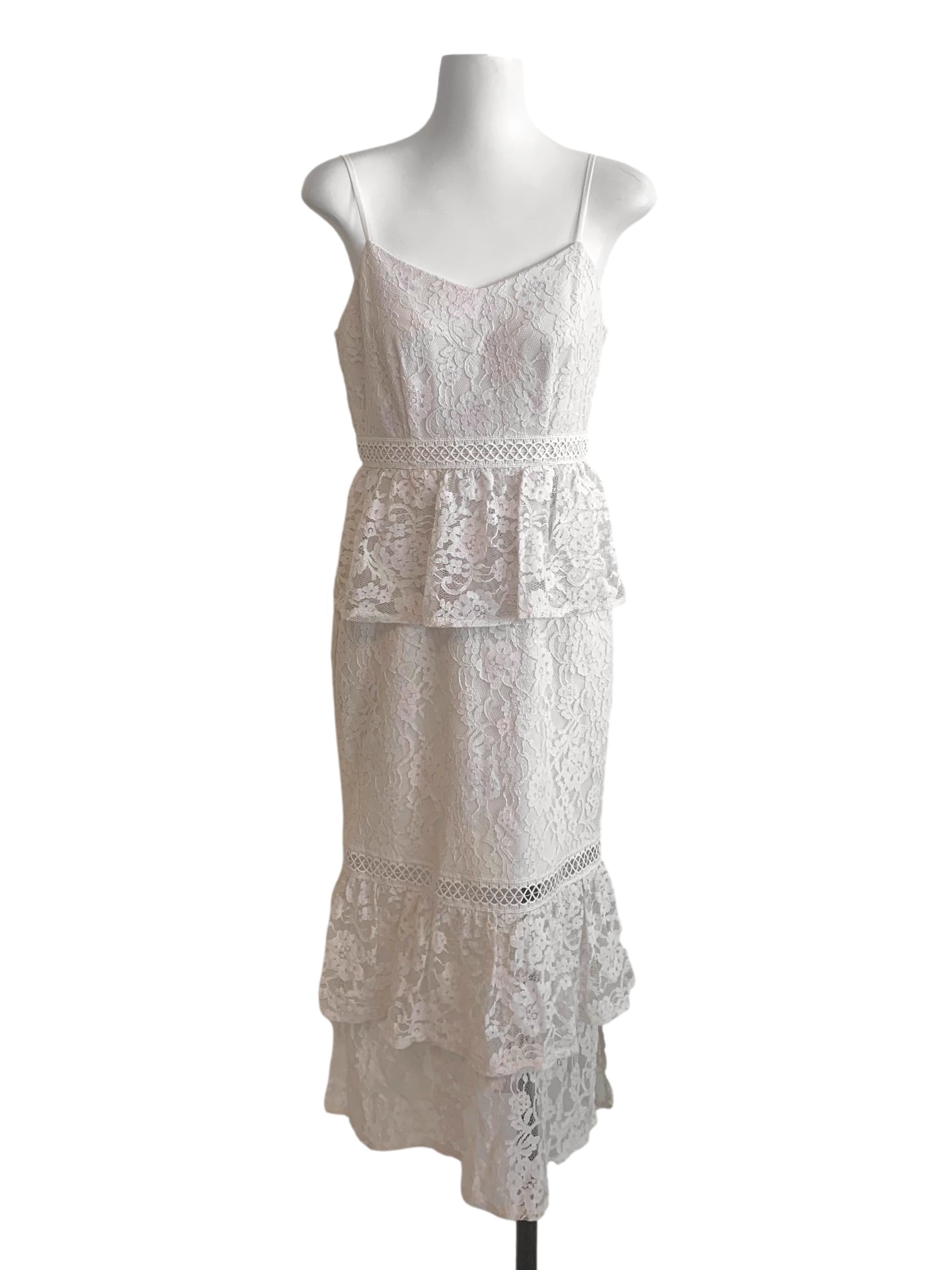 White Lace Pattern Dress