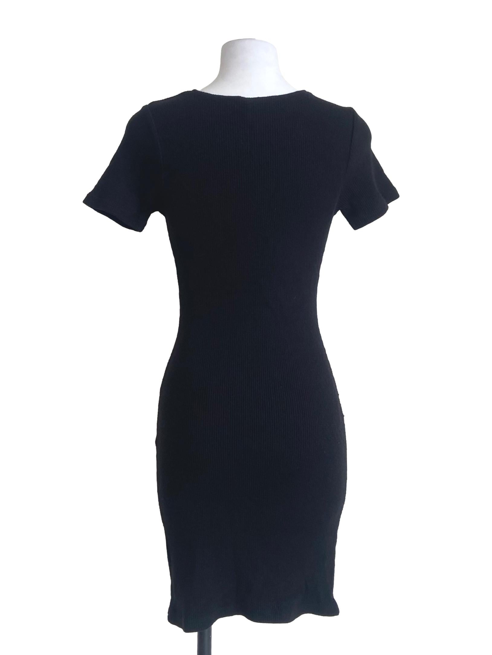 Black V-Neck Pencil Stripe Bodycon Dress