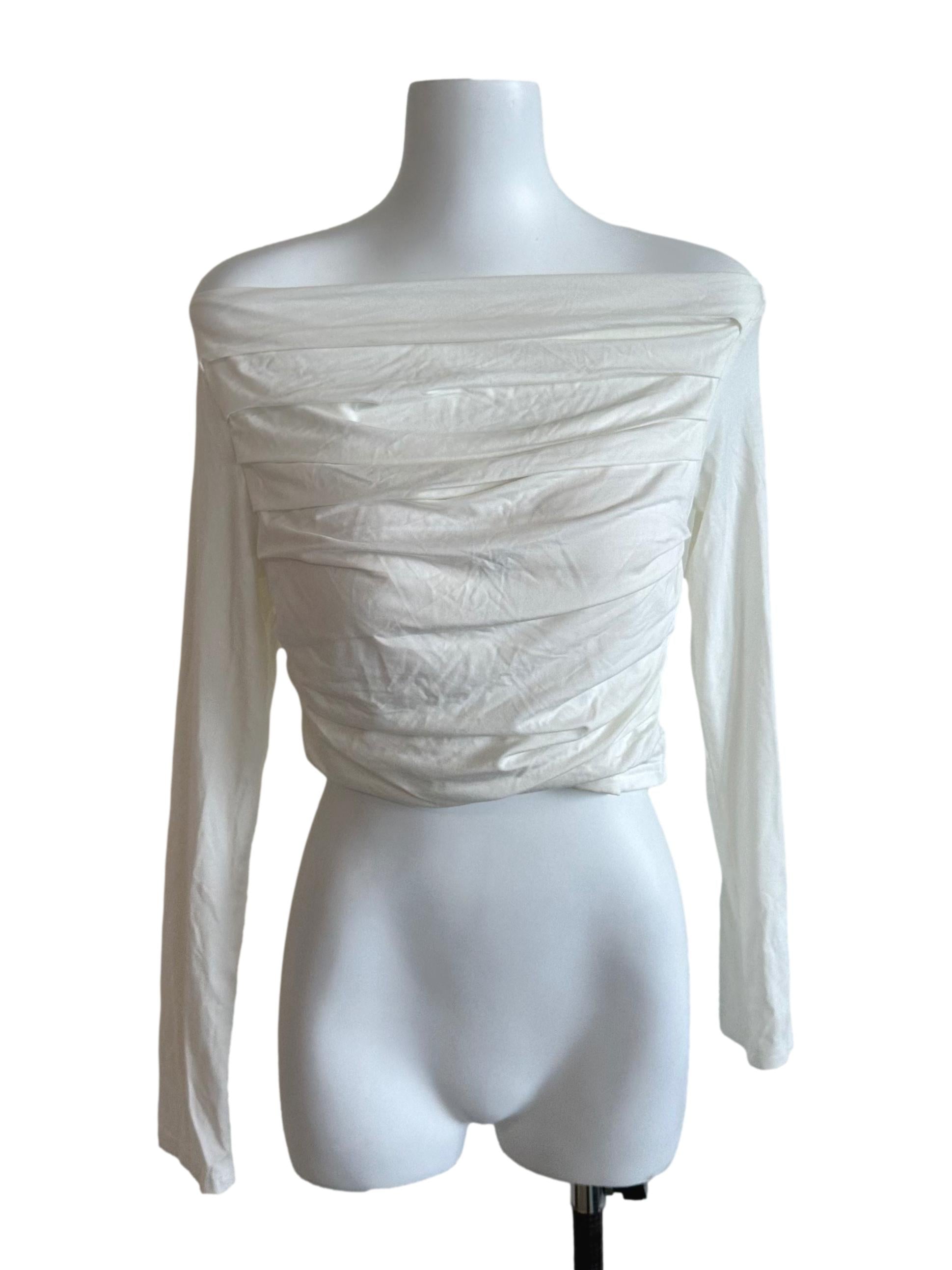 Ivory White Drape Off Shoulder Top
