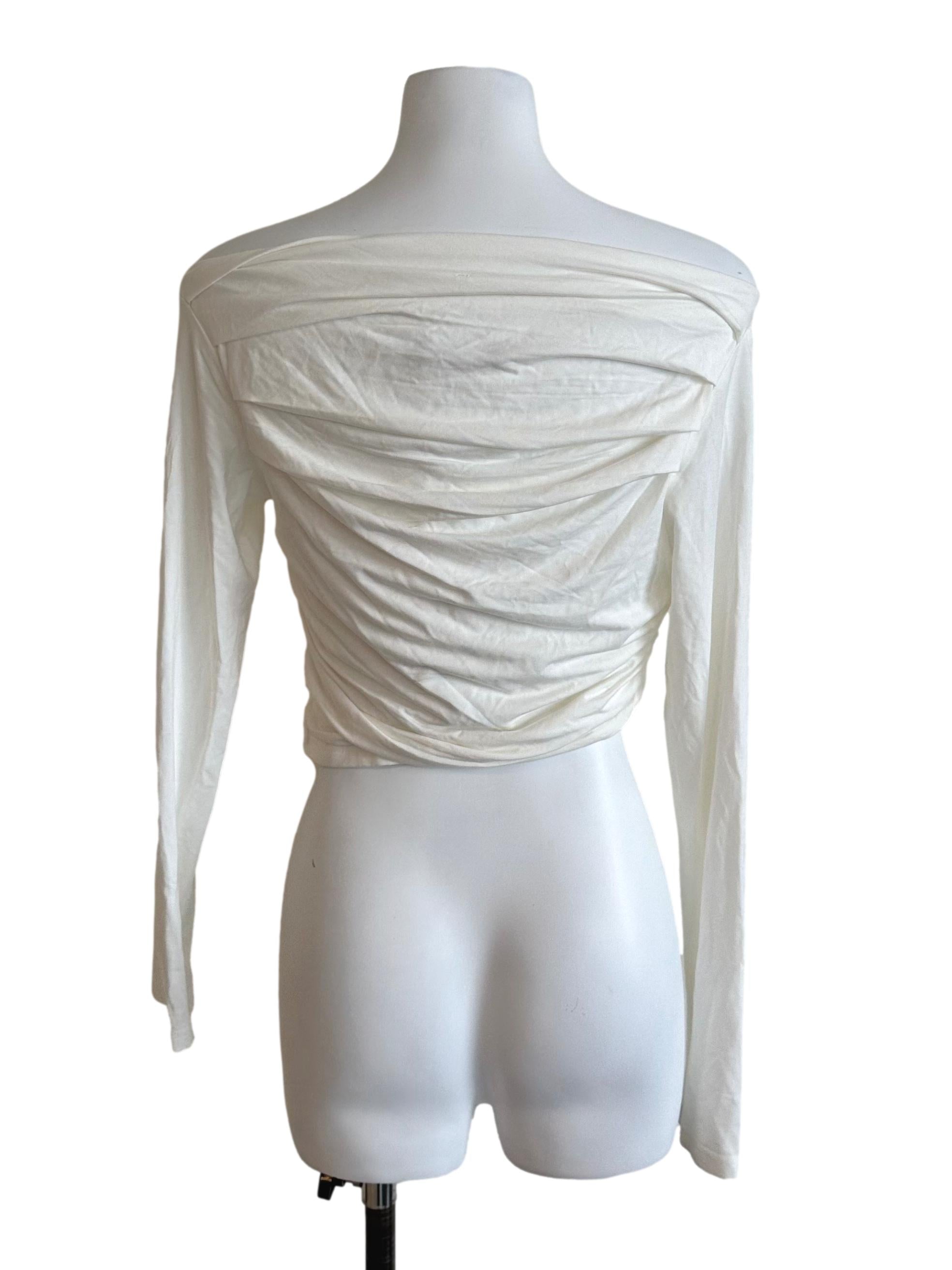 Ivory White Drape Off Shoulder Top