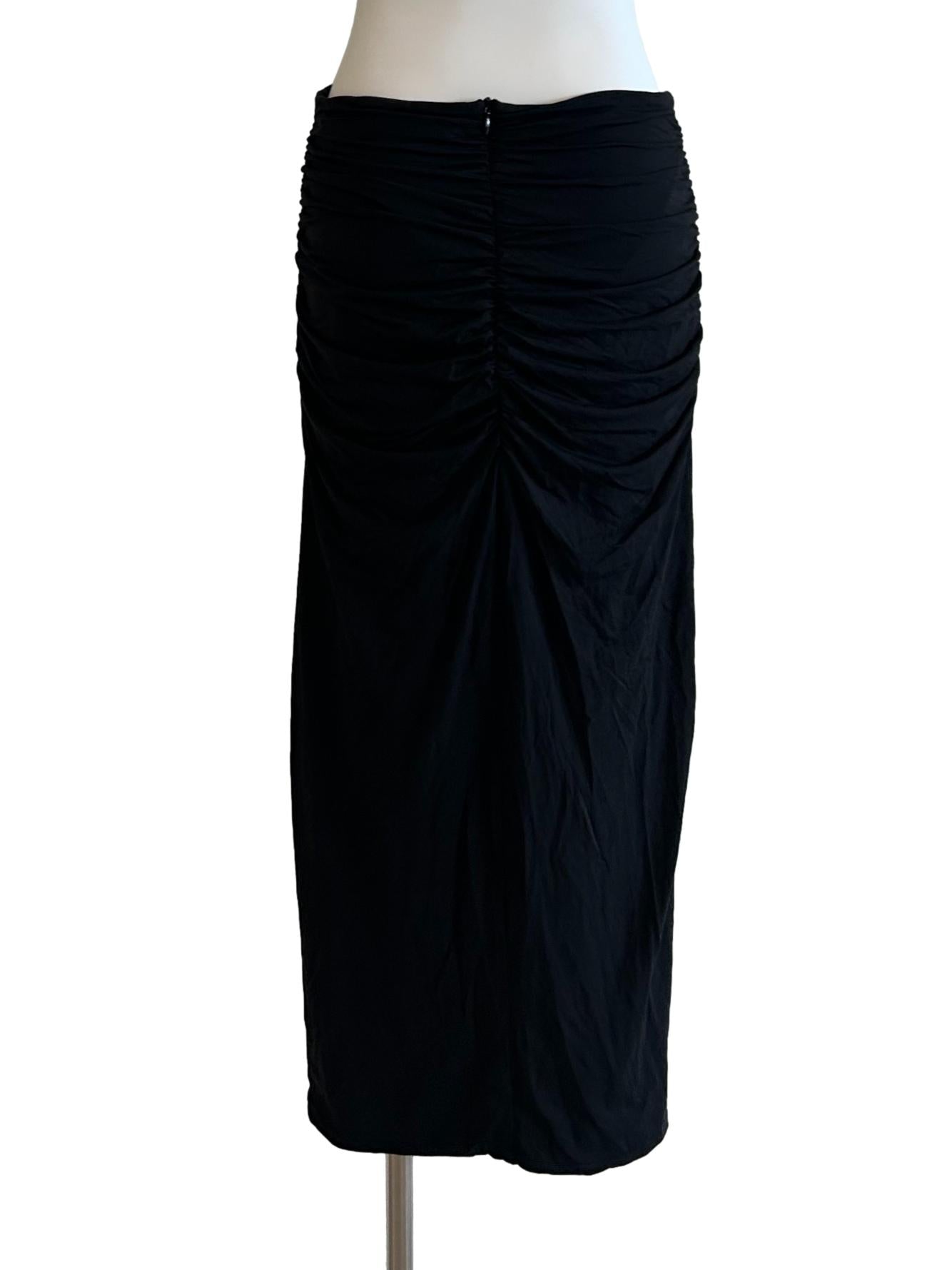 Black Crinkle Pencil Skirt