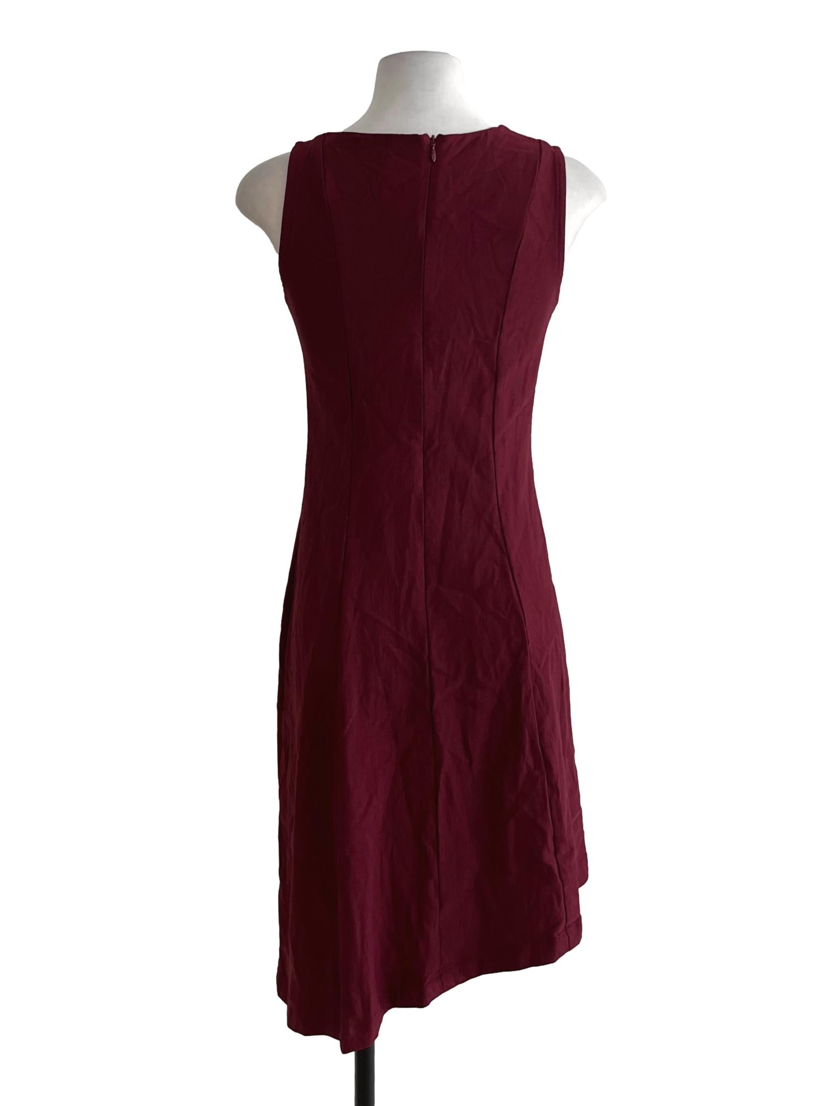 Wine Red Asymmetrical Neckline Sheath Dress